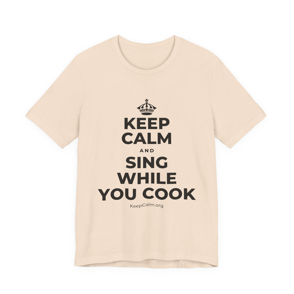 KEEP CALM AND SING WHILE YOU COOK T-Shirt (Soft Cream–Heather Mauve)