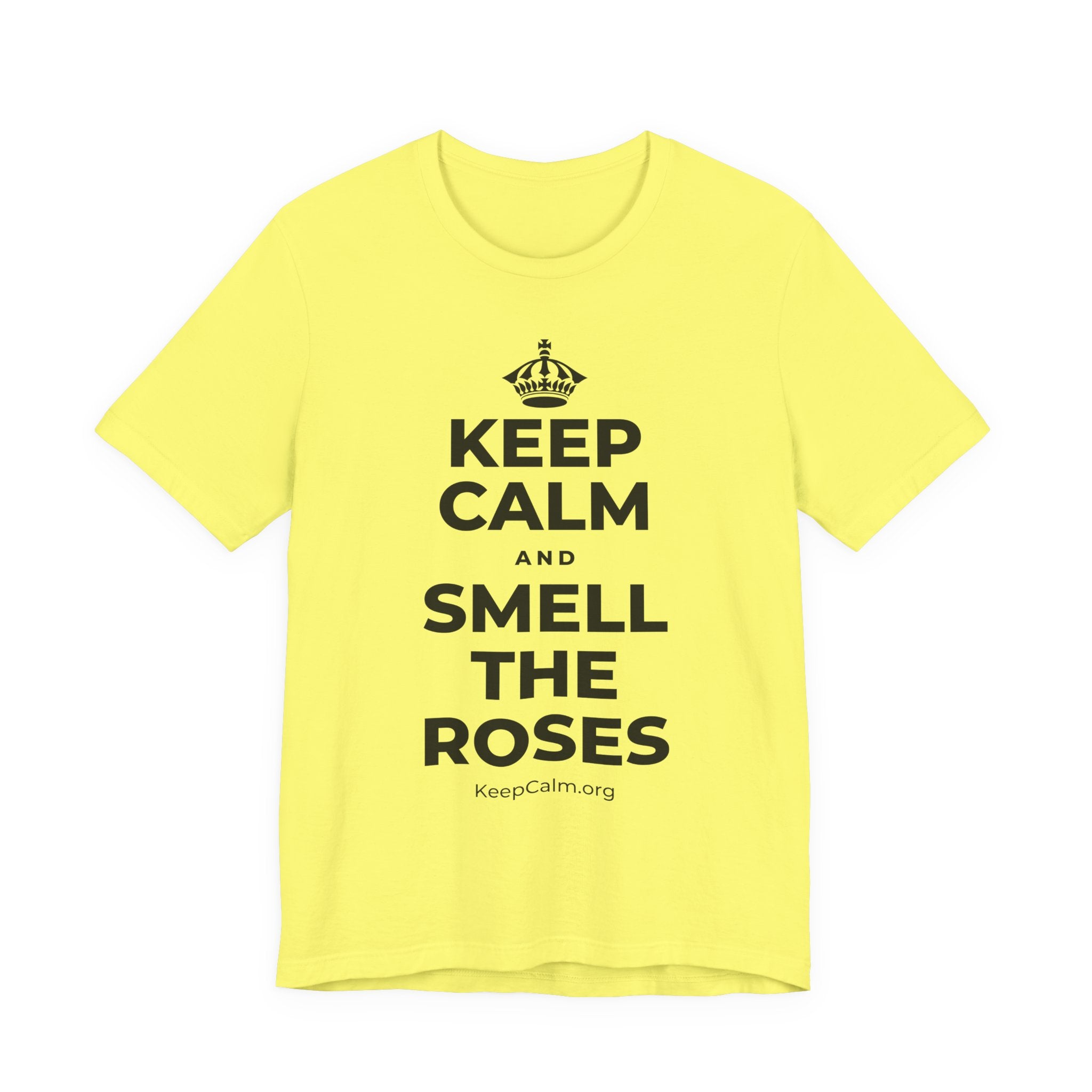 KEEP CALM AND SMELL THE ROSES T-Shirt (Soft Cream–Heather Mauve)