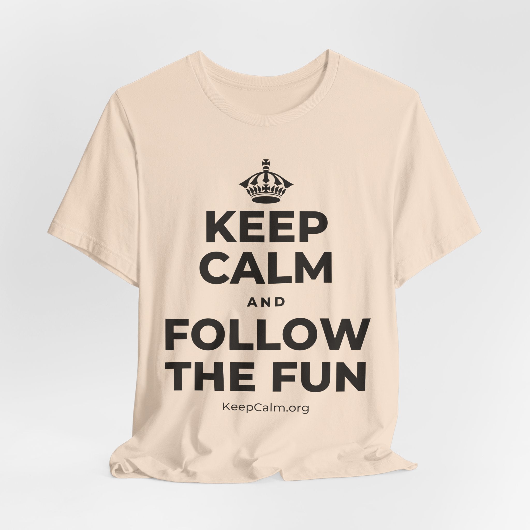 KEEP CALM AND FOLLOW THE FUN T-Shirt (Soft Cream–Heather Mauve)