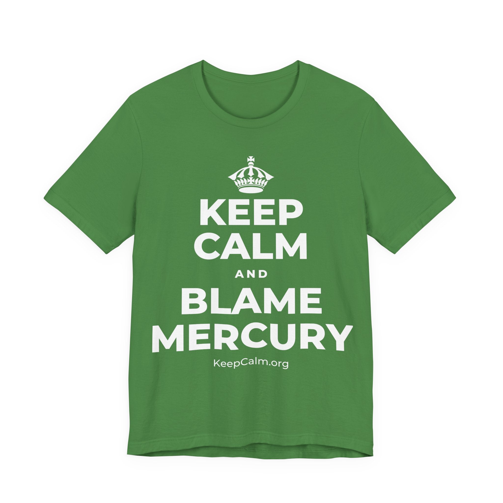 KEEP CALM AND BLAME MERCURY T-Shirt (Baby Blue–Silver)