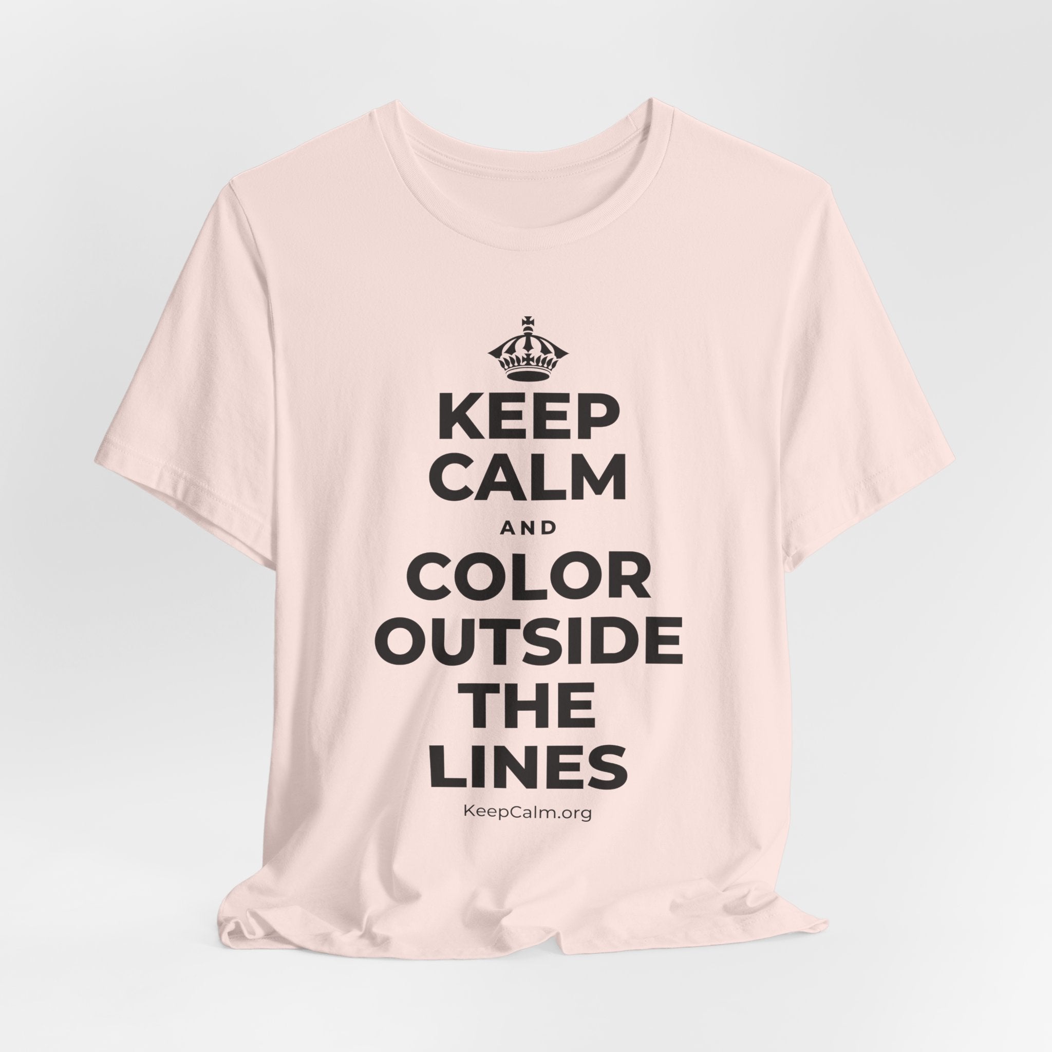 KEEP CALM AND COLOR OUTSIDE THE LINES T-Shirt (Soft Cream–Heather Mauve)