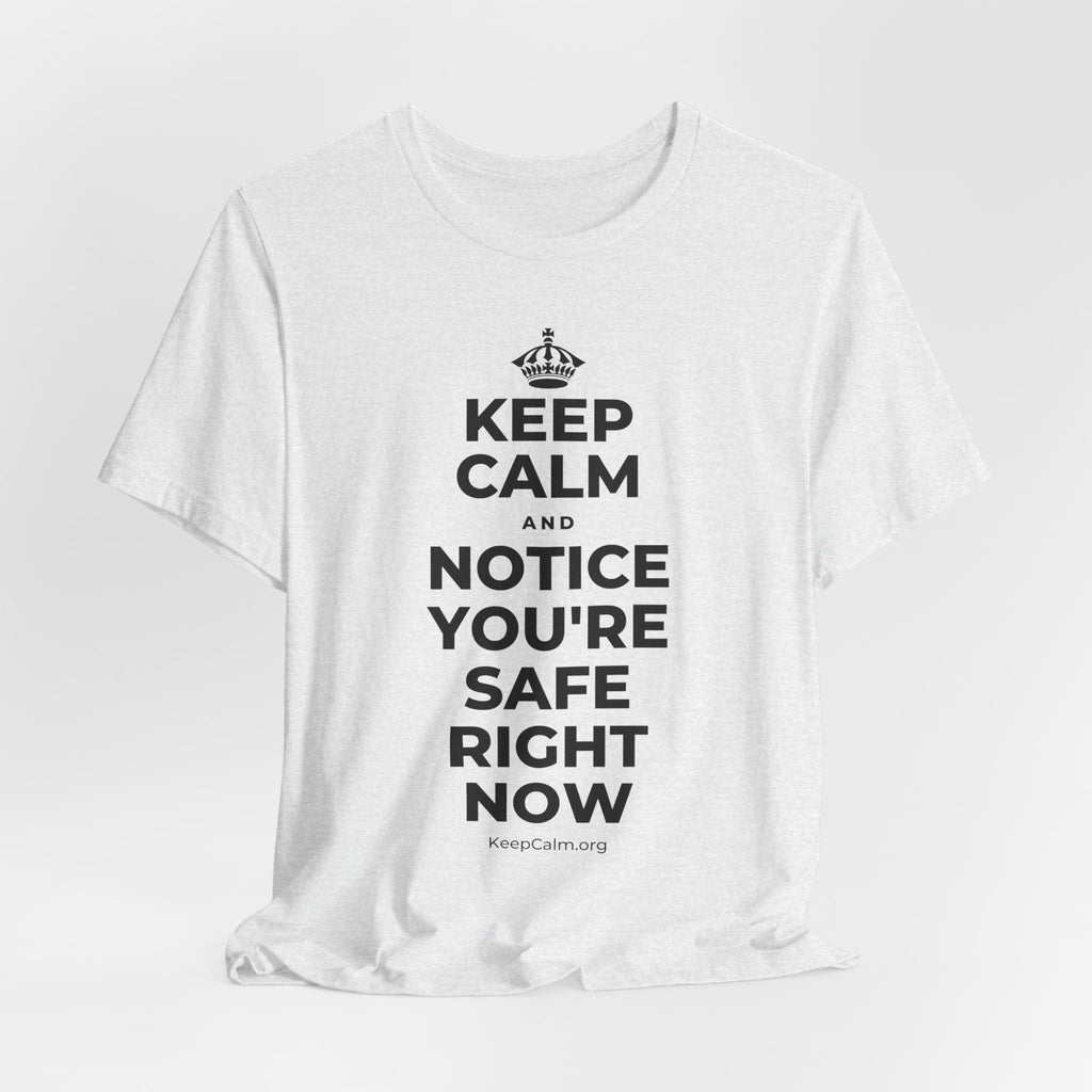 KEEP CALM AND NOTICE YOU'RE SAFE RIGHT NOW T-Shirt (Soft Cream–Heather Mauve)
