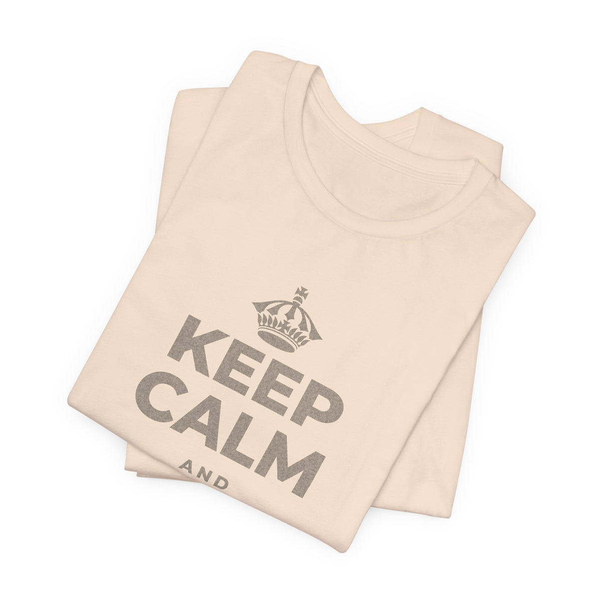 KEEP CALM AND STRETCH IT OUT T-Shirt (Soft Cream–Heather Mauve)