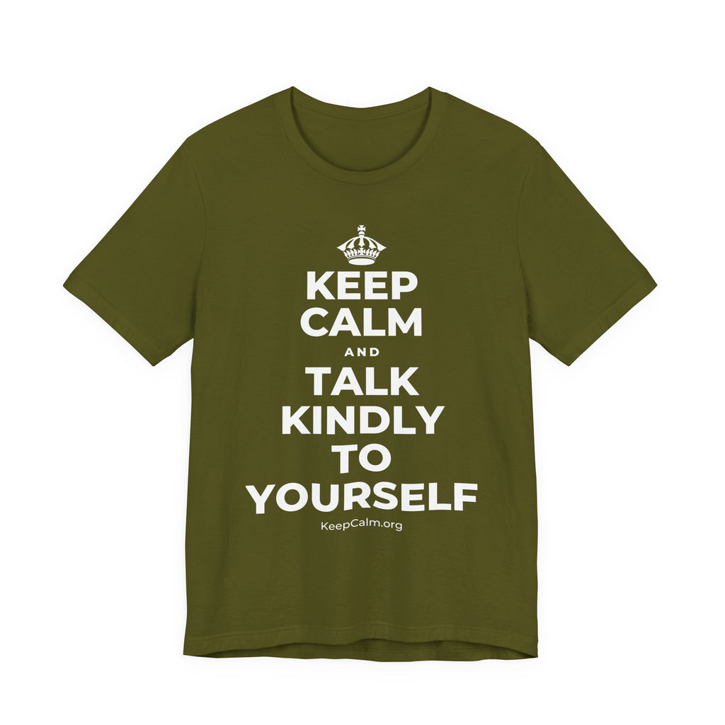 KEEP CALM AND TALK KINDLY TO YOURSELF T-Shirt (Baby Blue–Silver)