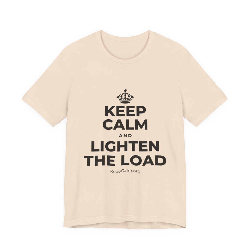 KEEP CALM AND LIGHTEN THE LOAD T-Shirt (Soft Cream–Heather Mauve)