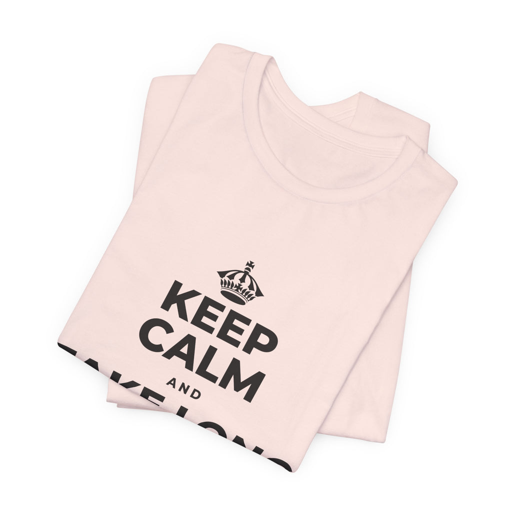 KEEP CALM AND TAKE LONG WALKS ON THE BEACH T-Shirt (Soft Cream–Heather Mauve)