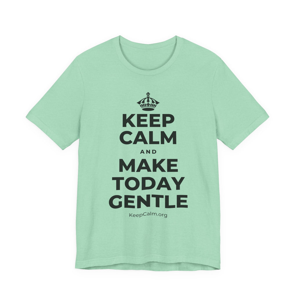 KEEP CALM AND MAKE TODAY GENTLE T-Shirt (Baby Blue–Silver)