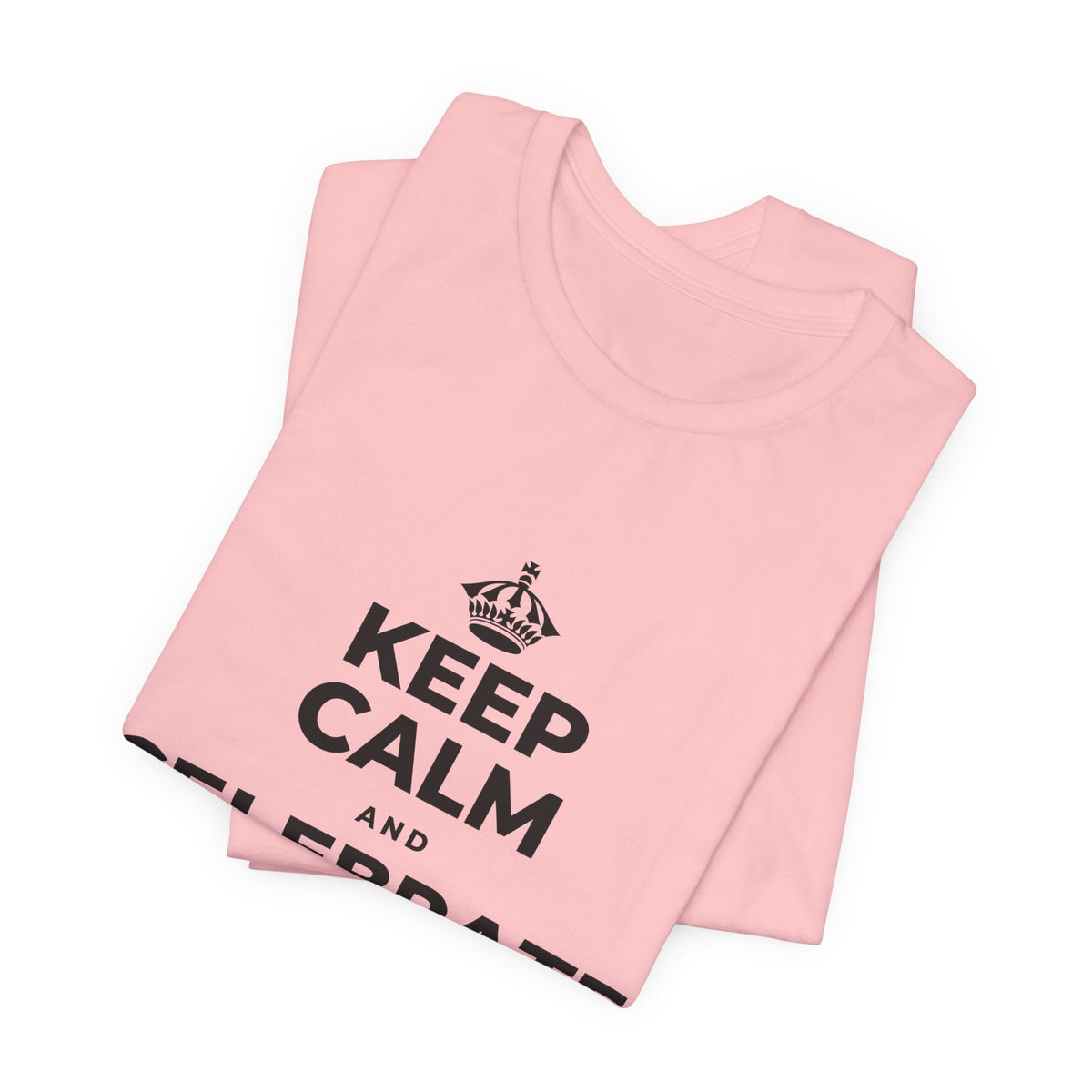KEEP CALM AND CELEBRATE THE SMALL STUFF T-Shirt (White–Asphalt)