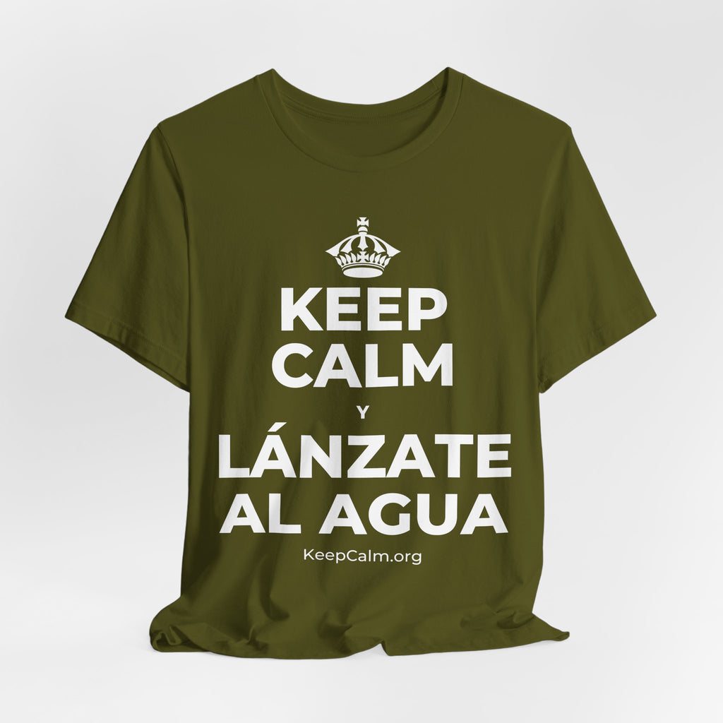 KEEP CALM Y LÁNZATE AL AGUA T-Shirt (Baby Blue–Silver)