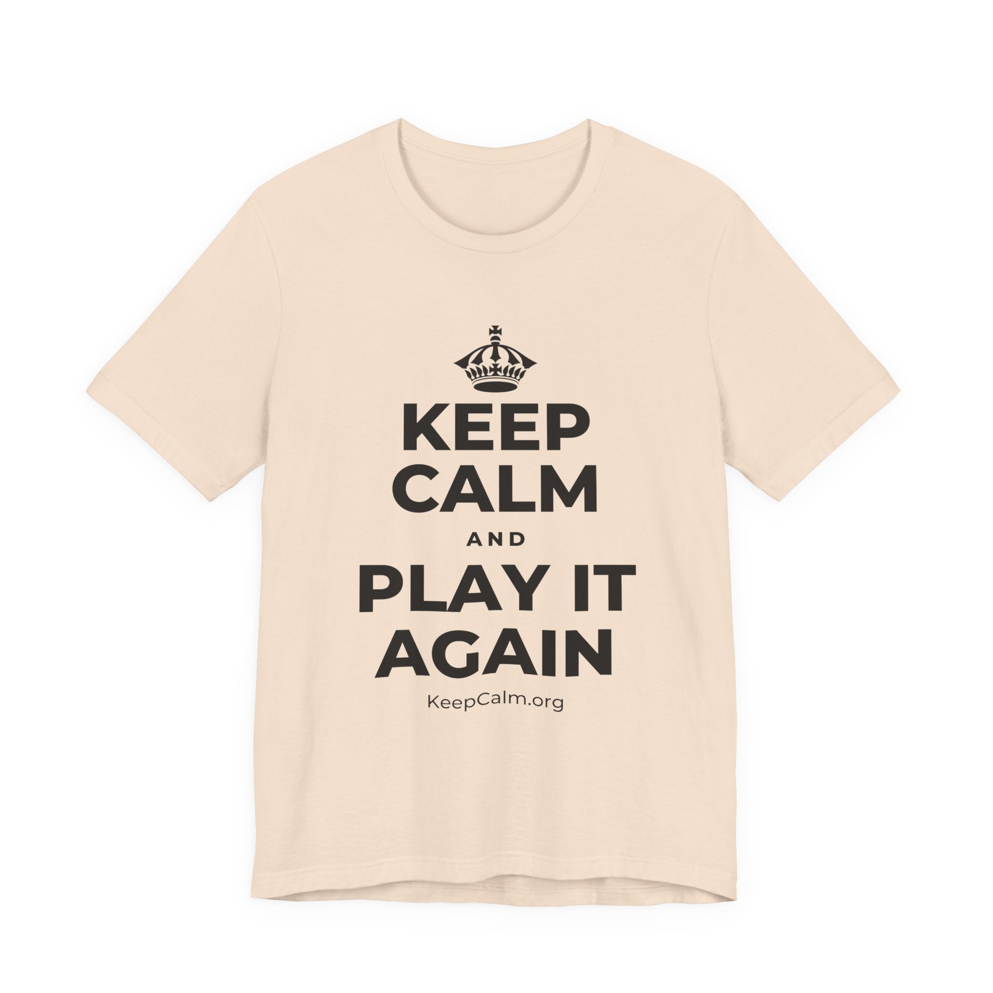 KEEP CALM AND PLAY IT AGAIN T-Shirt (Soft Cream–Heather Mauve)