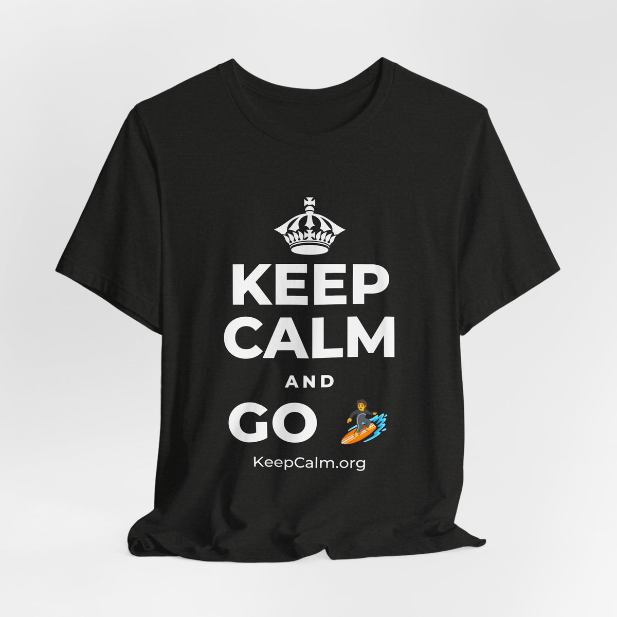KEEP CALM AND GO 🏄 T-Shirt (Soft Cream–Heather Mauve)