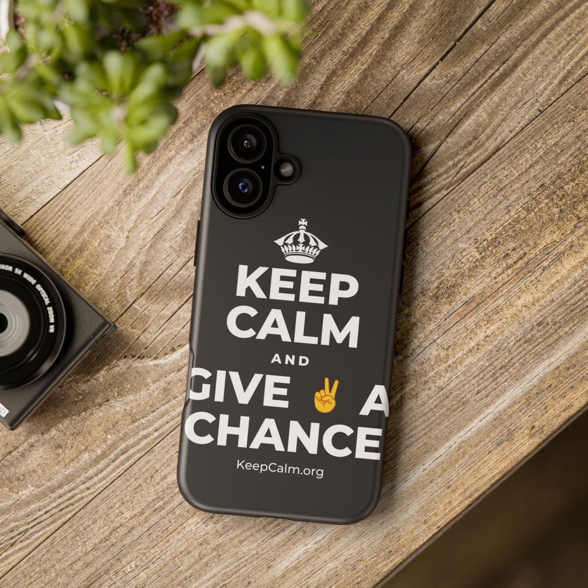 KEEP CALM AND GIVE ✌️ A CHANCE Phone Case (Dark)