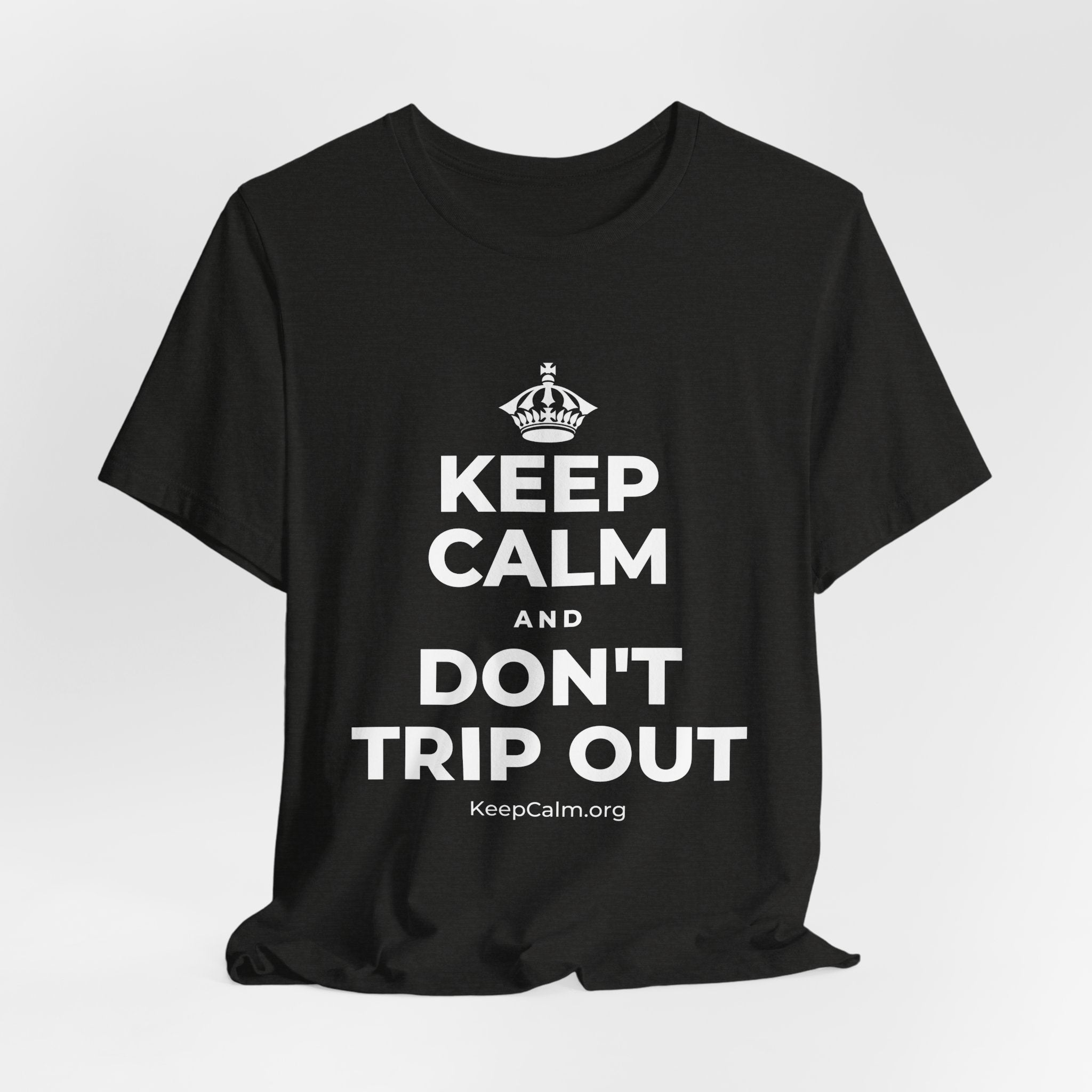 KEEP CALM AND DON'T TRIP OUT T-Shirt (Soft Cream–Heather Mauve)