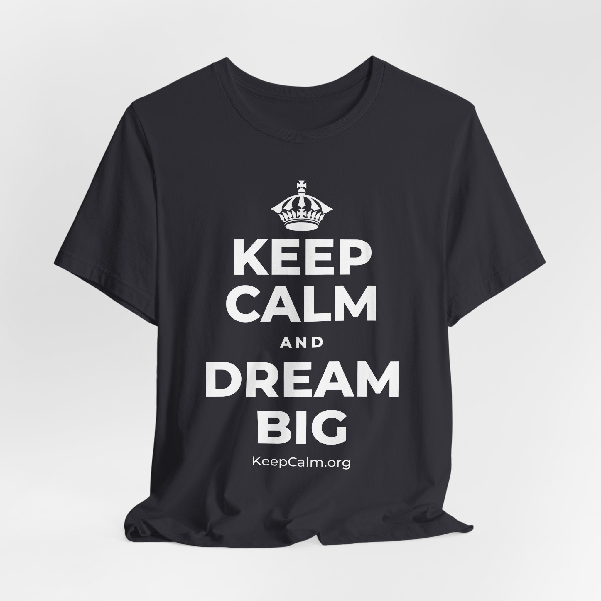 KEEP CALM AND DREAM BIG T-Shirt (Baby Blue–Silver)