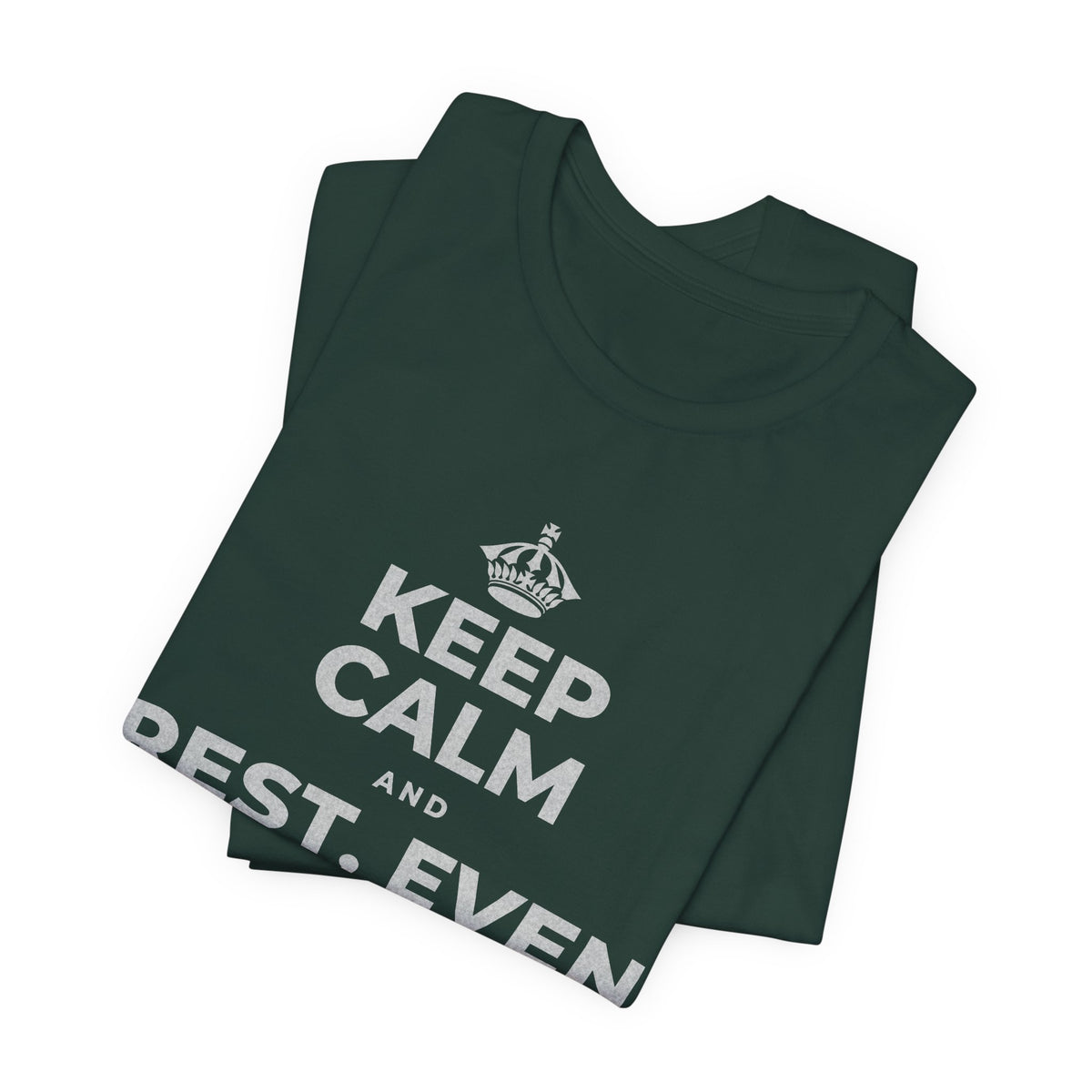 KEEP CALM AND REST, EVEN WIDE AWAKE T-Shirt (White–Asphalt)
