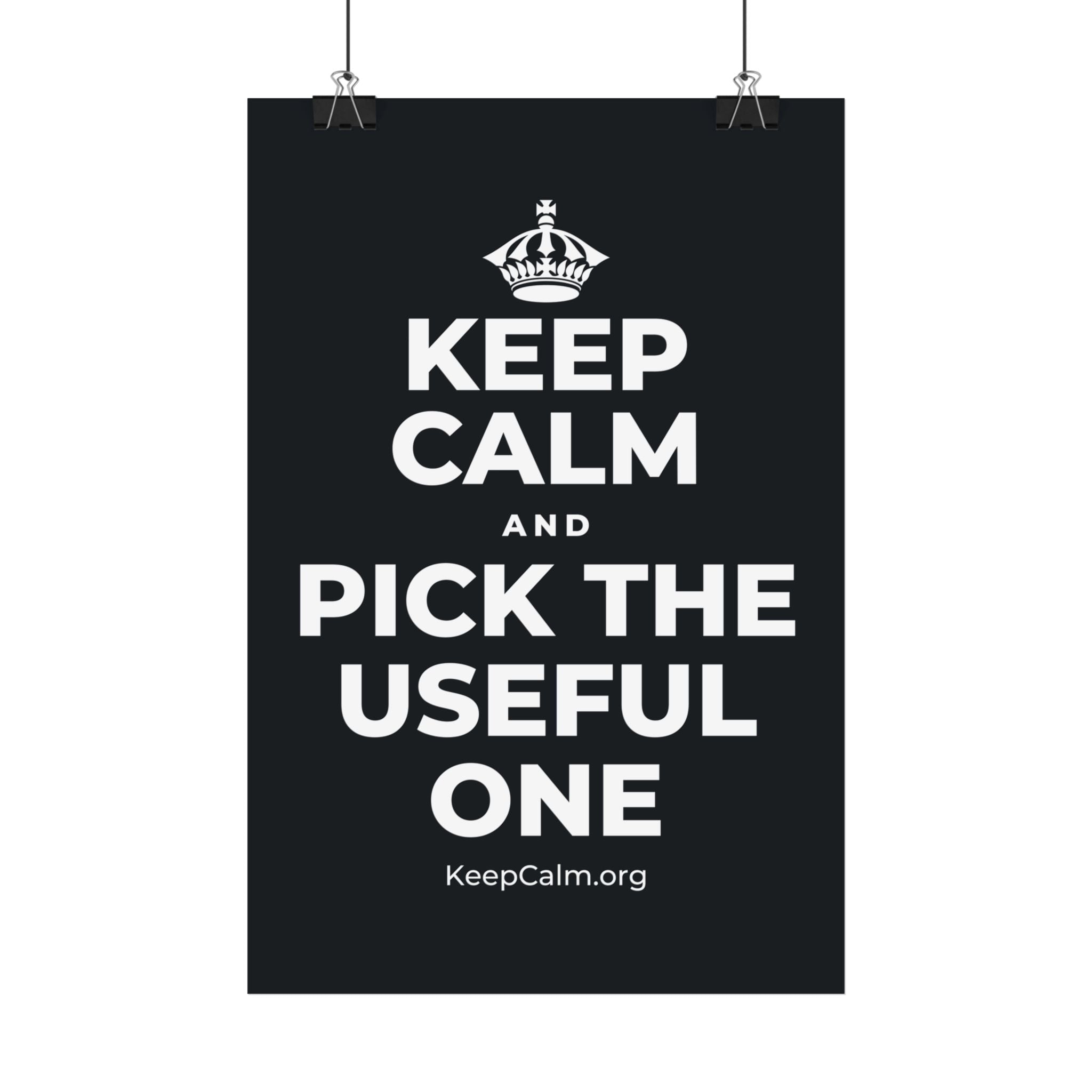 KEEP CALM AND PICK THE USEFUL ONE Satin Poster (Dark)