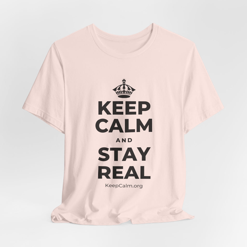 KEEP CALM AND STAY REAL T-Shirt (Soft Cream–Heather Mauve)