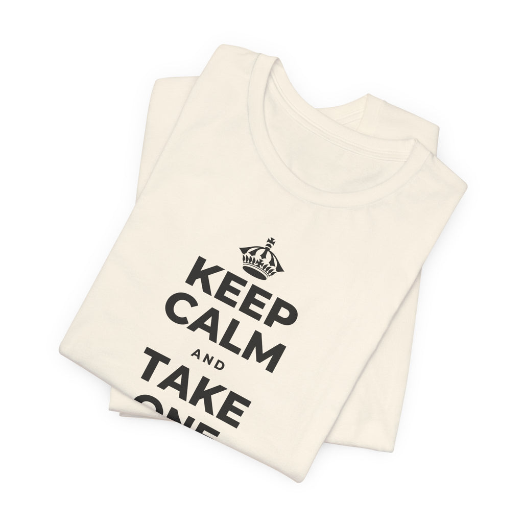 KEEP CALM AND TAKE ONE BREATH AT A TIME T-Shirt (White–Asphalt)