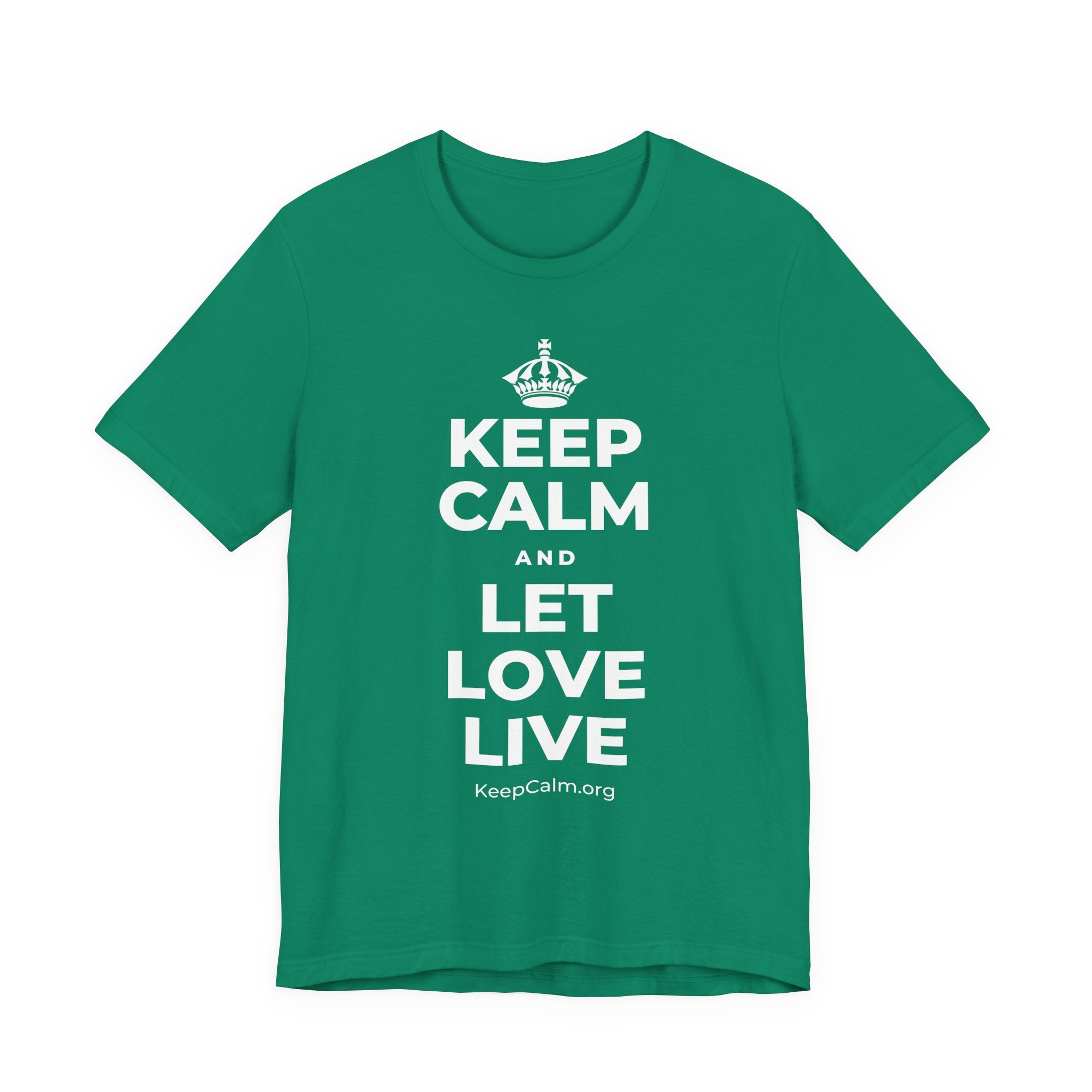 KEEP CALM AND LET LOVE LIVE T-Shirt (White–Asphalt)