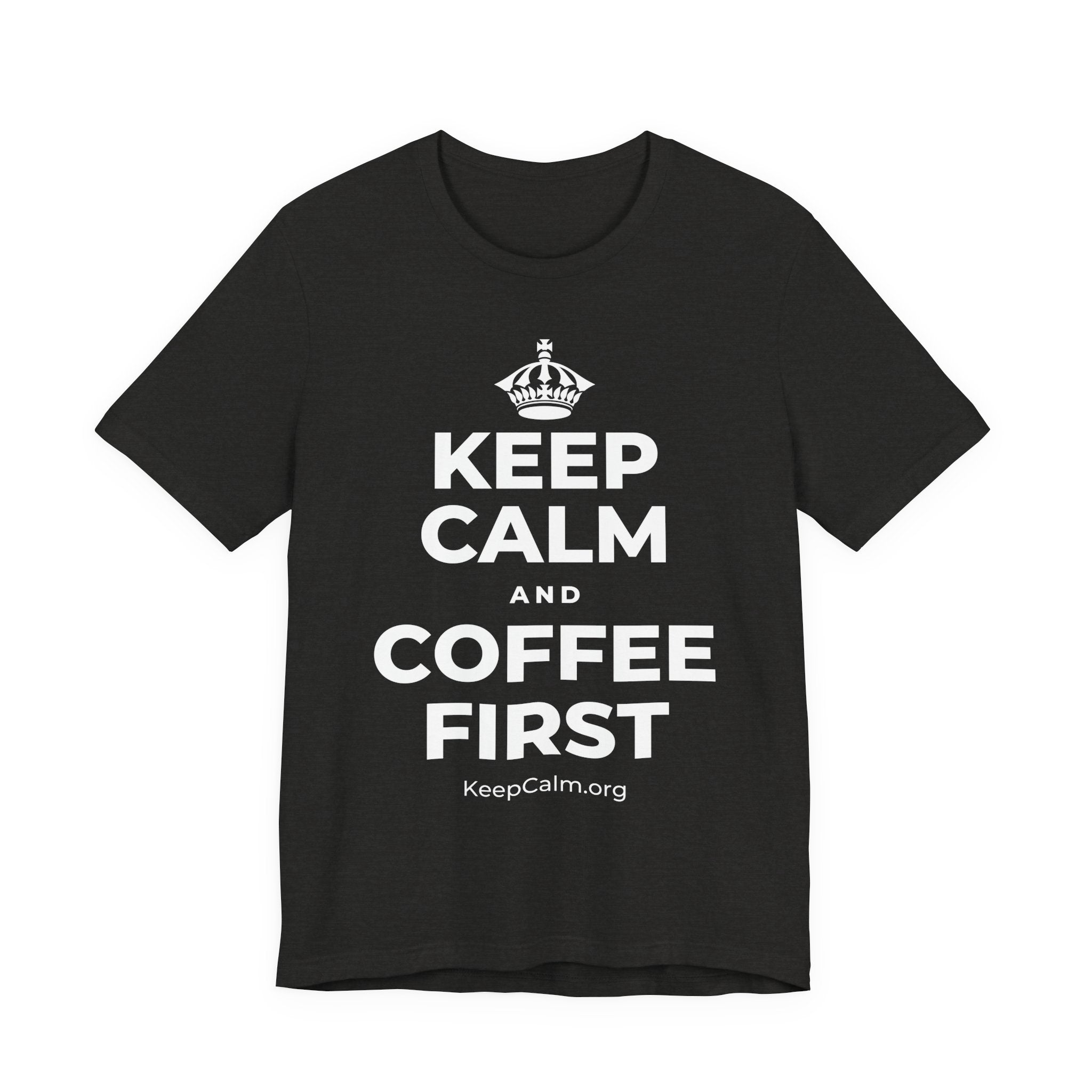 KEEP CALM AND COFFEE FIRST T-Shirt (Soft Cream–Heather Mauve)