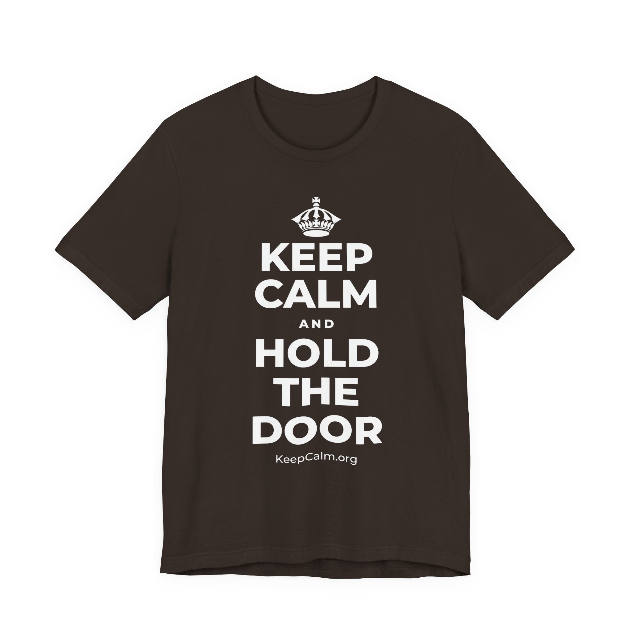 KEEP CALM AND HOLD THE DOOR T-Shirt (Soft Cream–Heather Mauve)