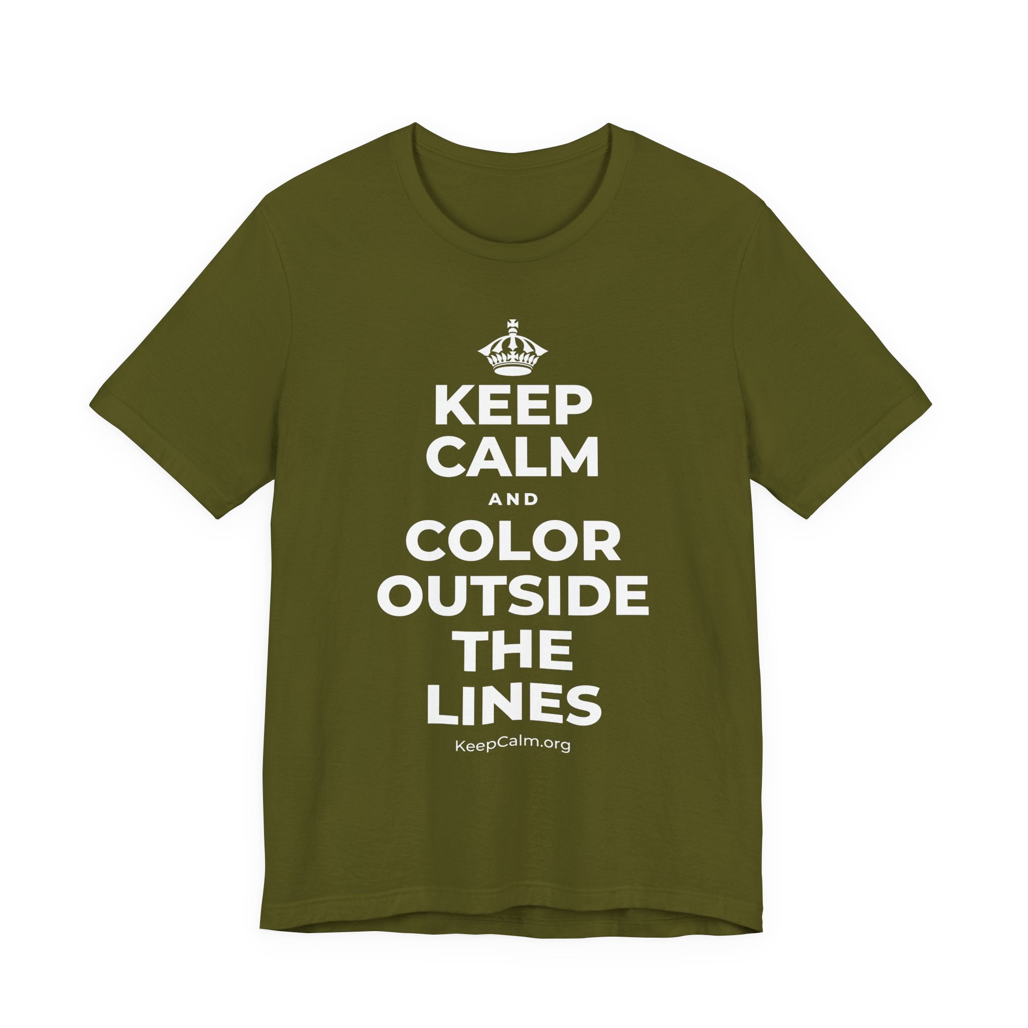 KEEP CALM AND COLOR OUTSIDE THE LINES T-Shirt (Baby Blue–Silver)