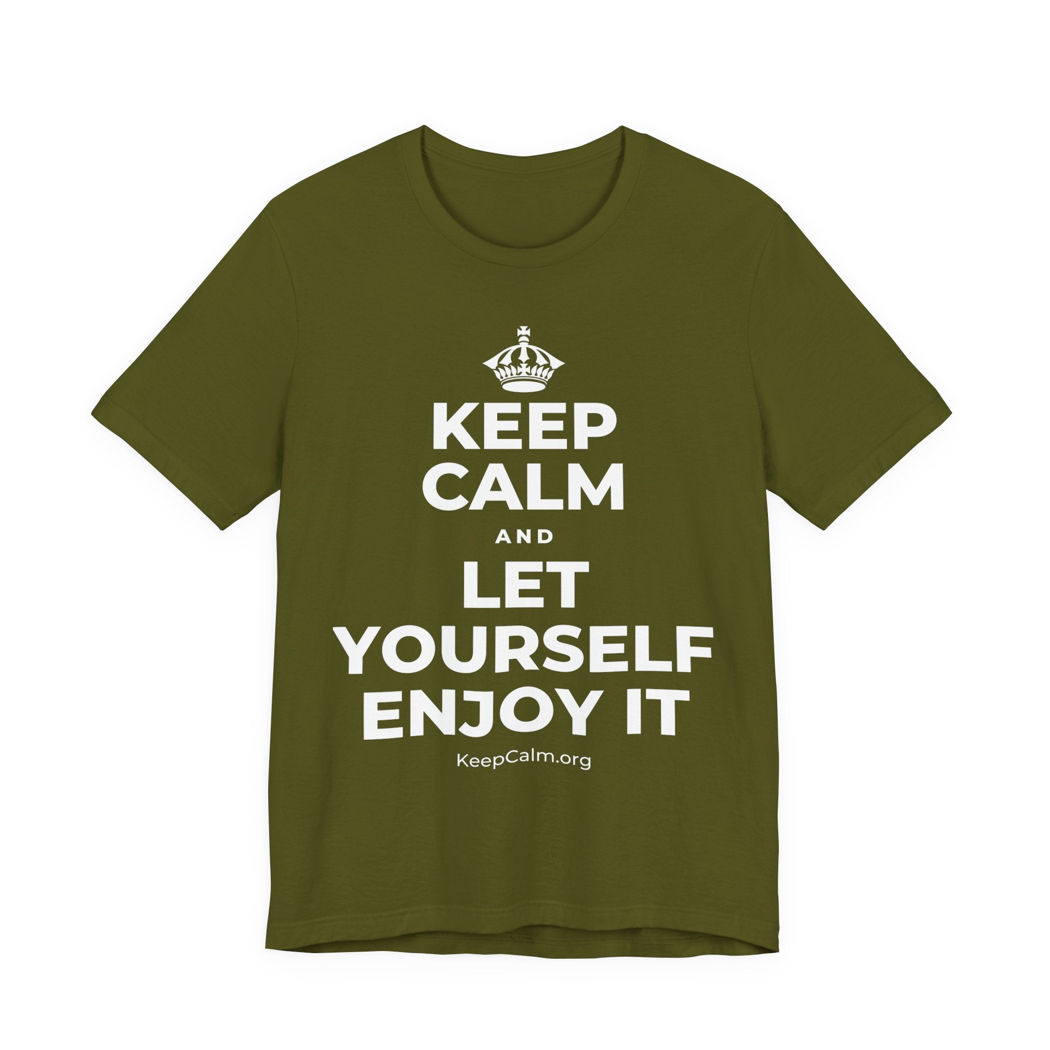 KEEP CALM AND LET YOURSELF ENJOY IT T-Shirt (Baby Blue–Silver)
