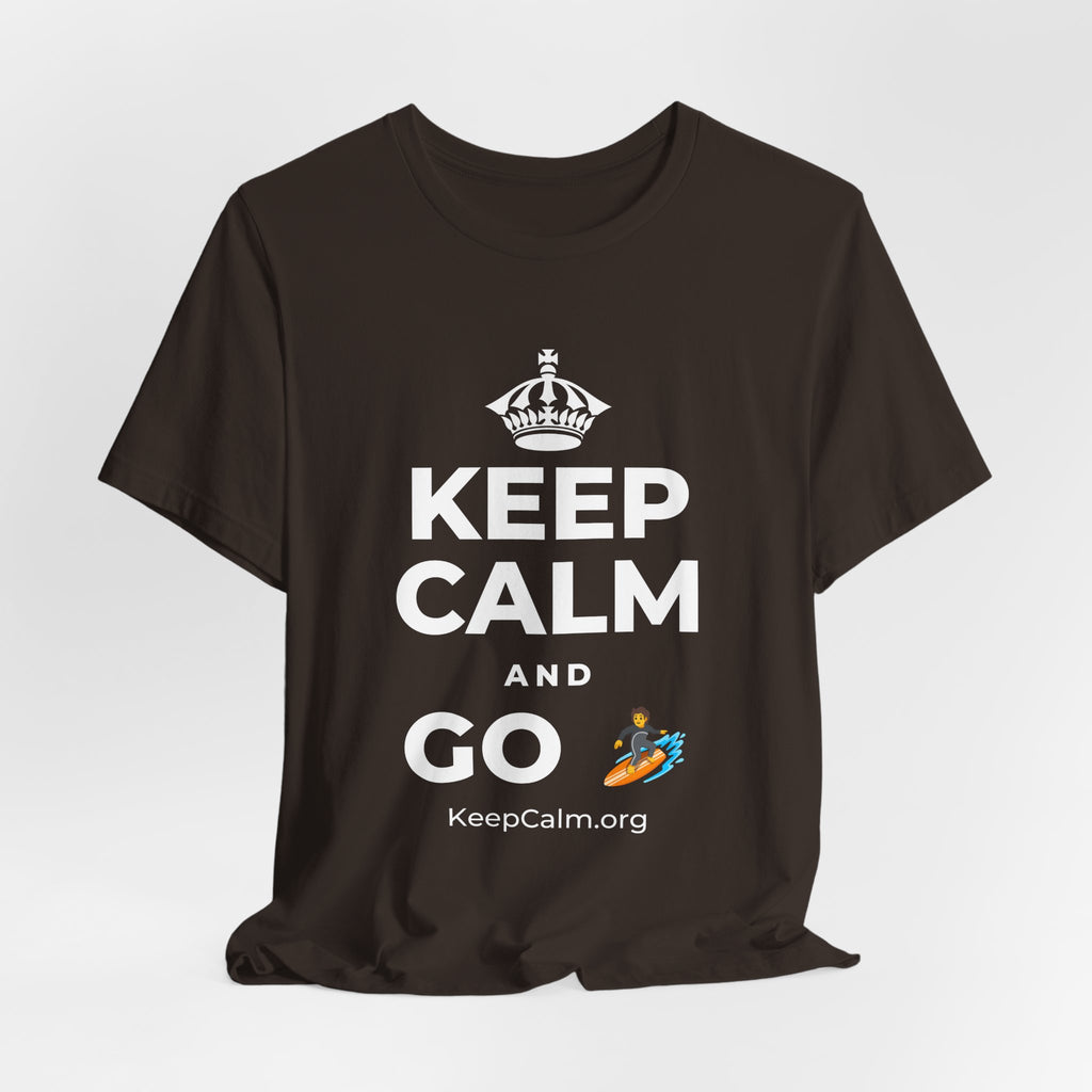 KEEP CALM AND GO 🏄 T-Shirt (Soft Cream–Heather Mauve)