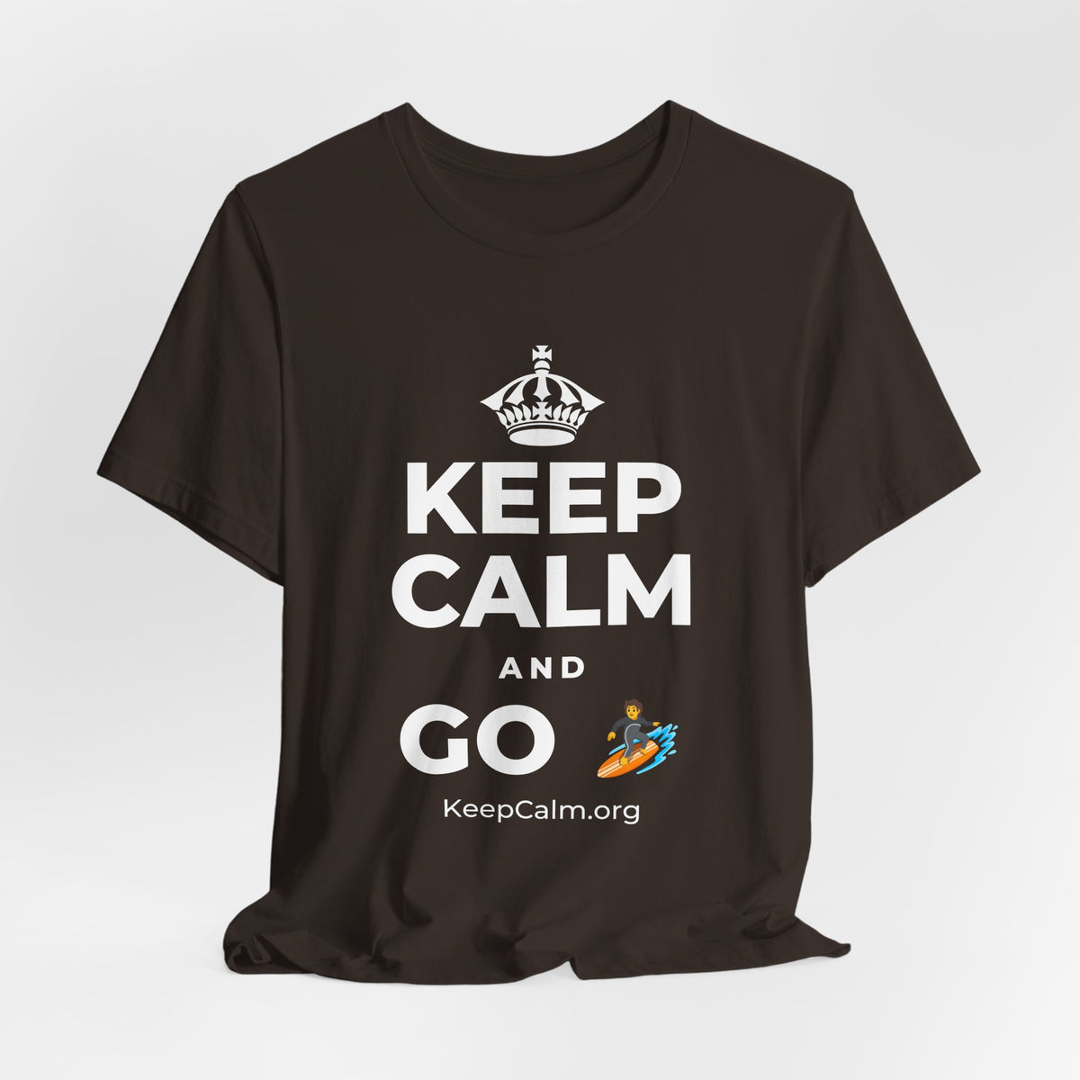 KEEP CALM AND GO 🏄 T-Shirt (Soft Cream–Heather Mauve)