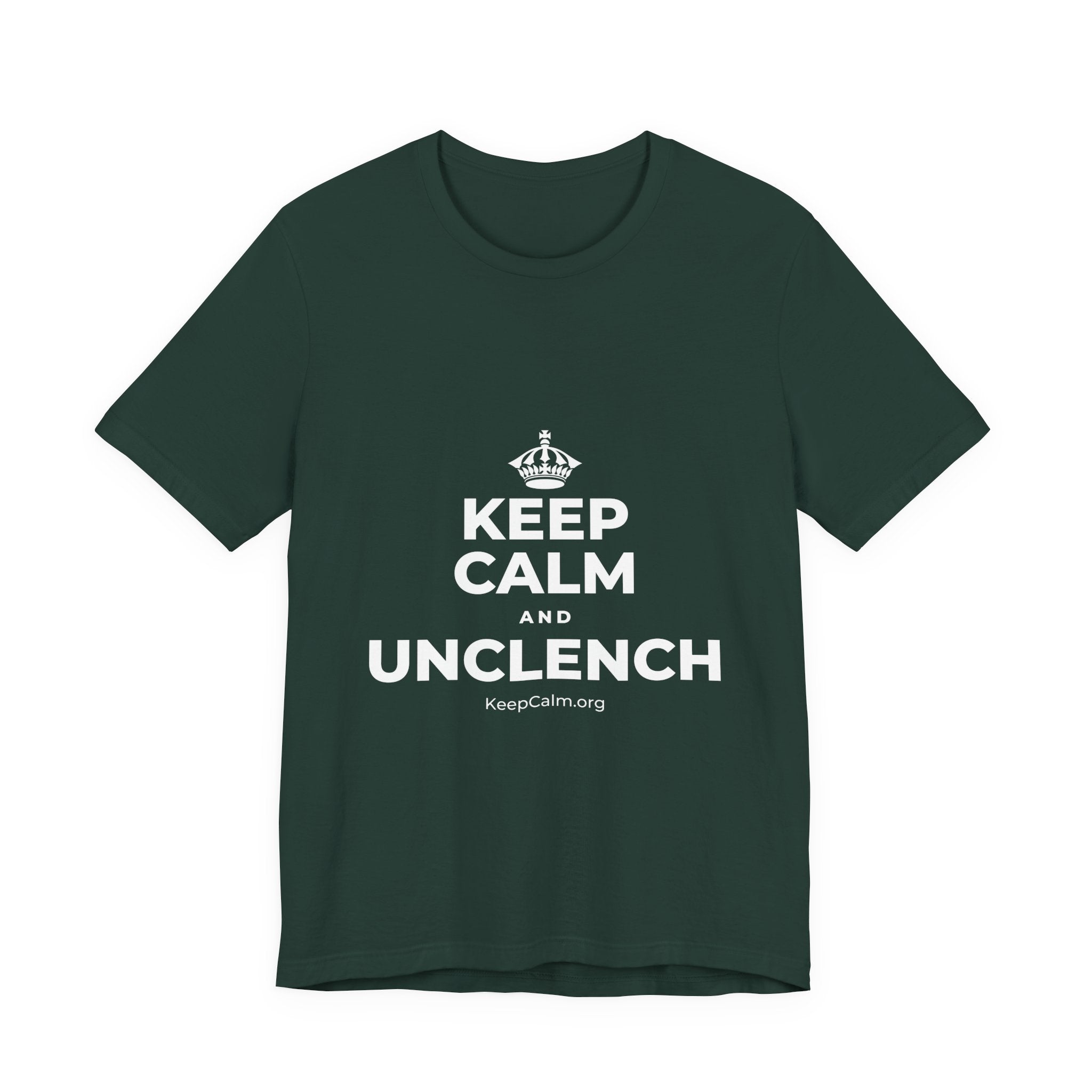 KEEP CALM AND UNCLENCH T-Shirt (White–Asphalt)