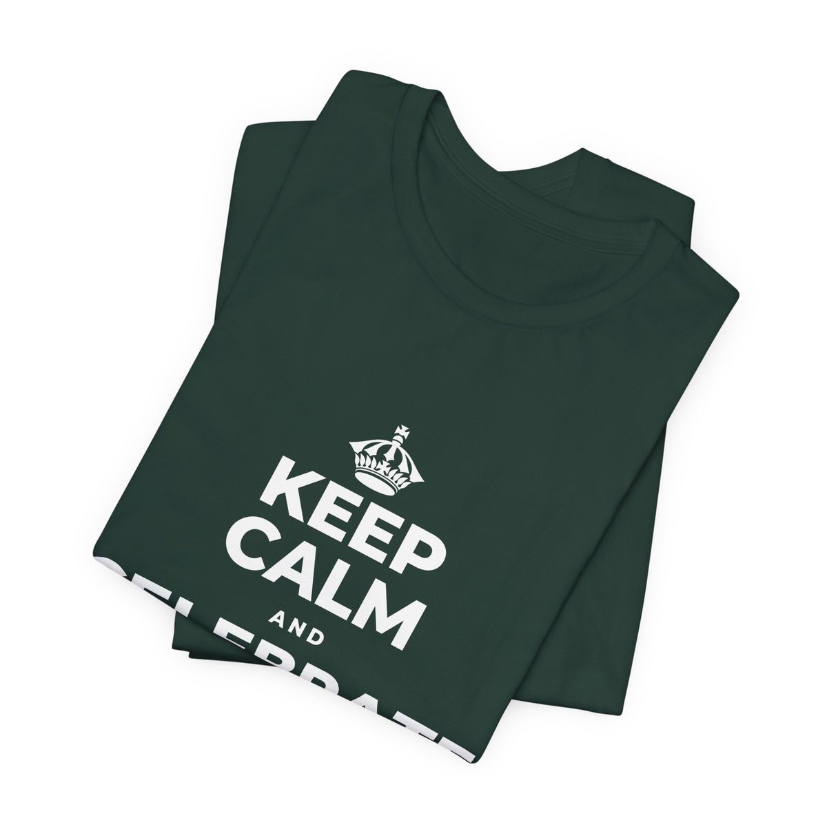 KEEP CALM AND CELEBRATE THE SMALL STUFF T-Shirt (White–Asphalt)