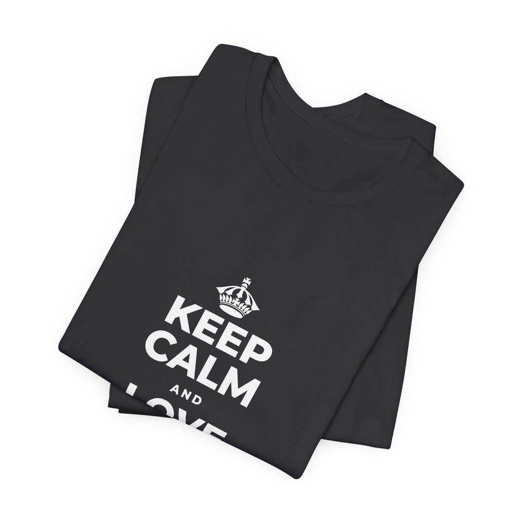 KEEP CALM AND LOVE WITHOUT POSSESSION T-Shirt (Baby Blue–Silver)