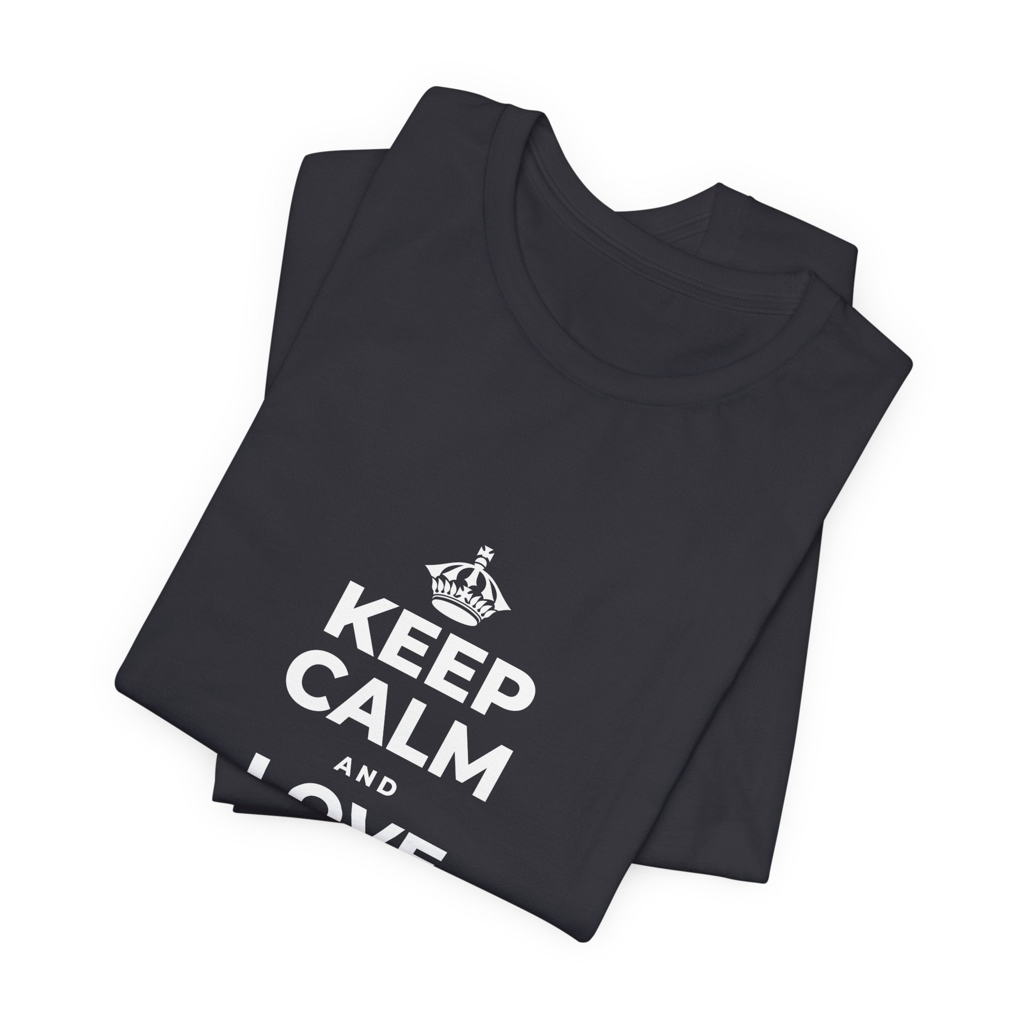 KEEP CALM AND LOVE WITHOUT POSSESSION T-Shirt (Baby Blue–Silver)