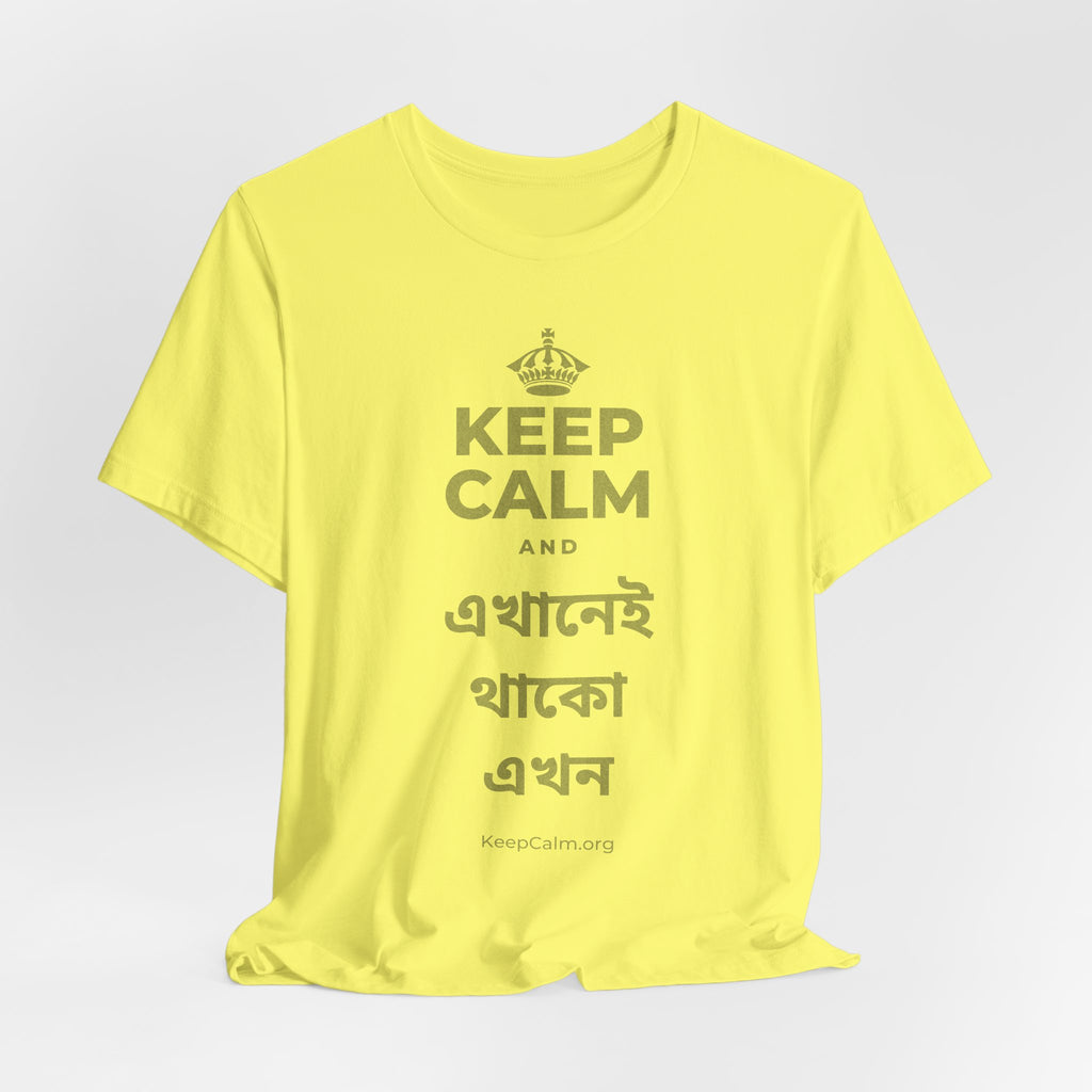 KEEP CALM AND এখানেই থাকো এখন T-Shirt (Soft Cream–Heather Mauve)