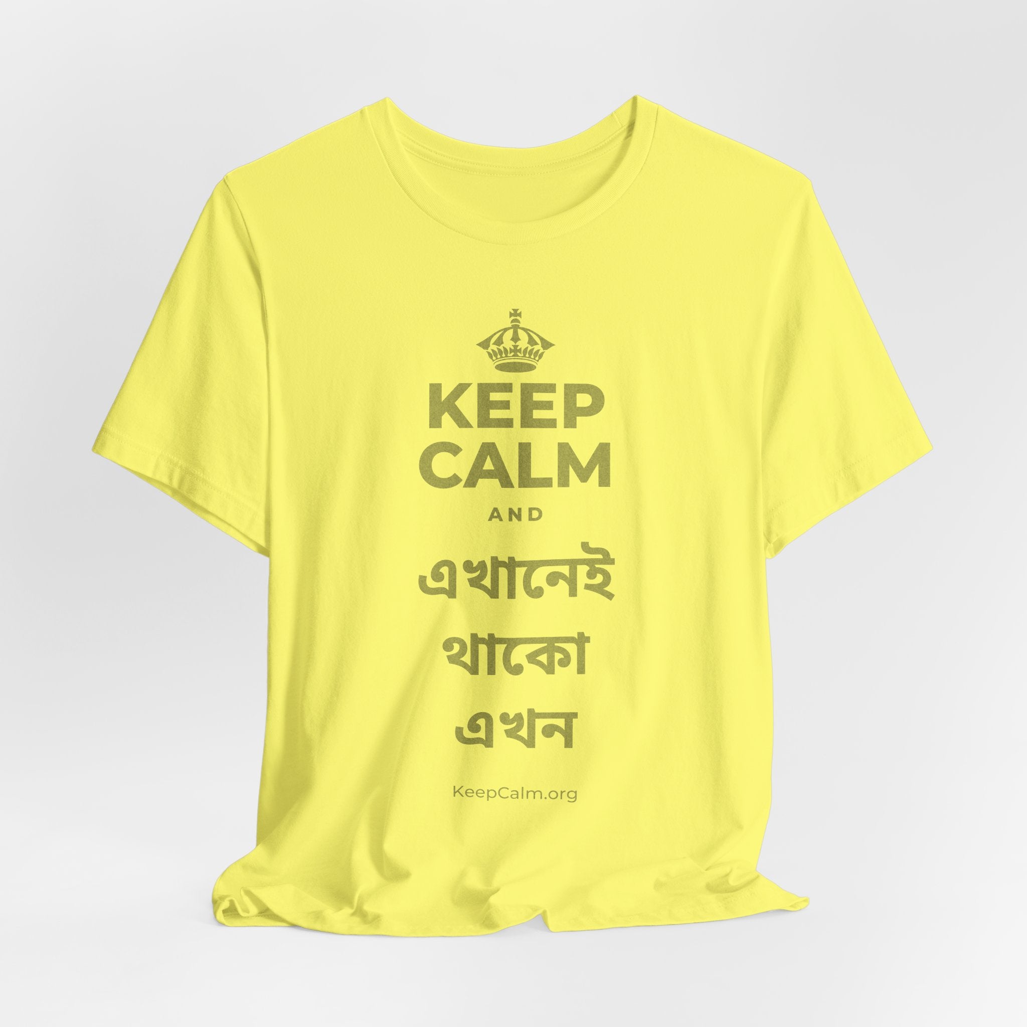 KEEP CALM AND এখানেই থাকো এখন T-Shirt (Soft Cream–Heather Mauve)