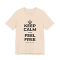 KEEP CALM AND FEEL FREE T-Shirt (Soft Cream–Heather Mauve)