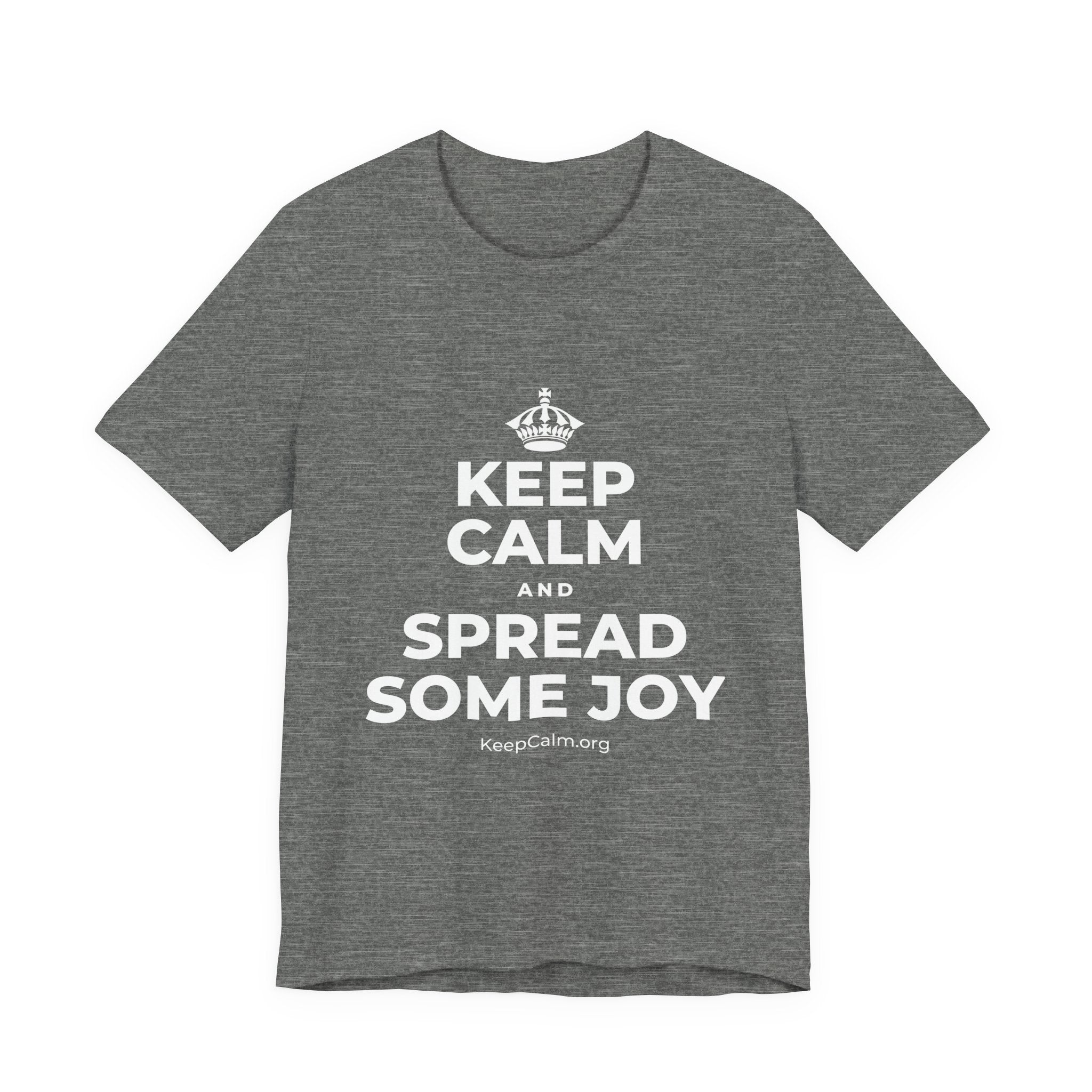 KEEP CALM AND SPREAD SOME JOY T-Shirt (Baby Blue–Silver)