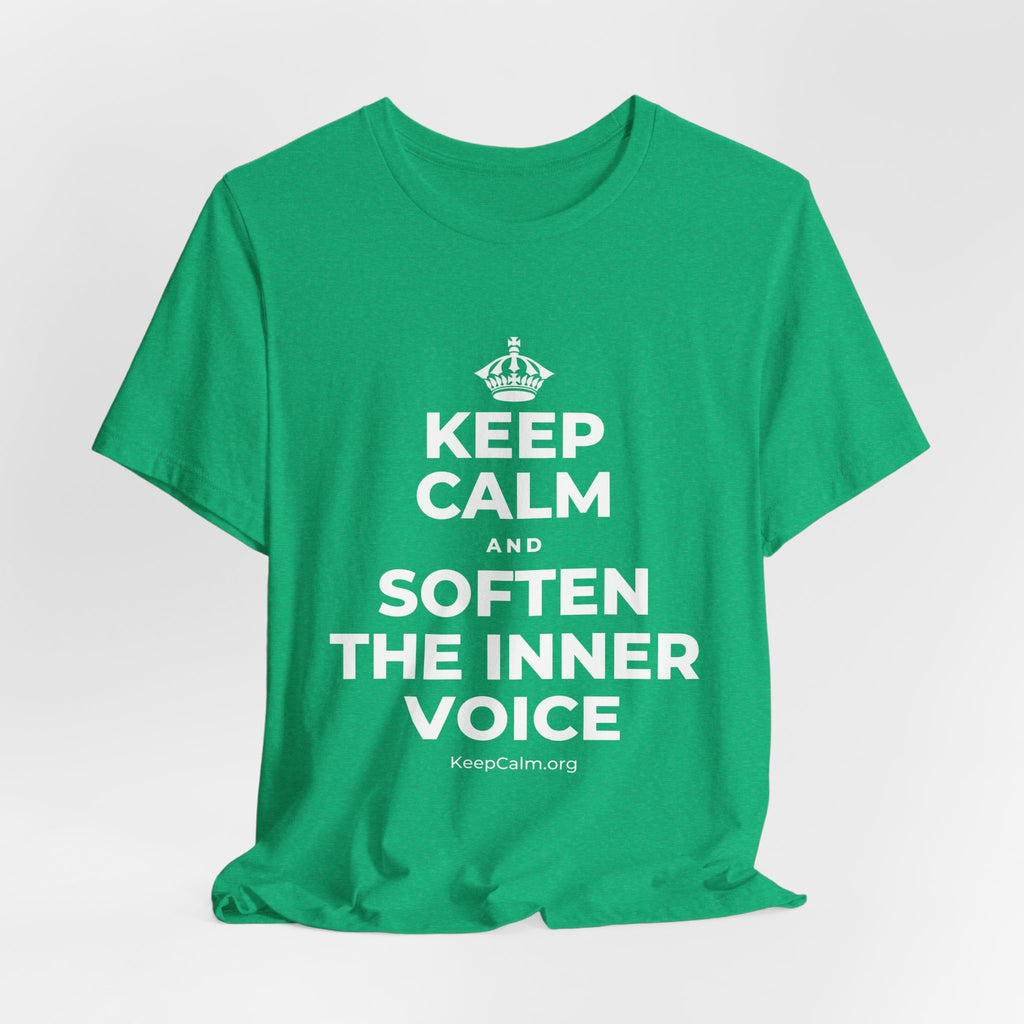 KEEP CALM AND SOFTEN THE INNER VOICE T-Shirt (Baby Blue–Silver)