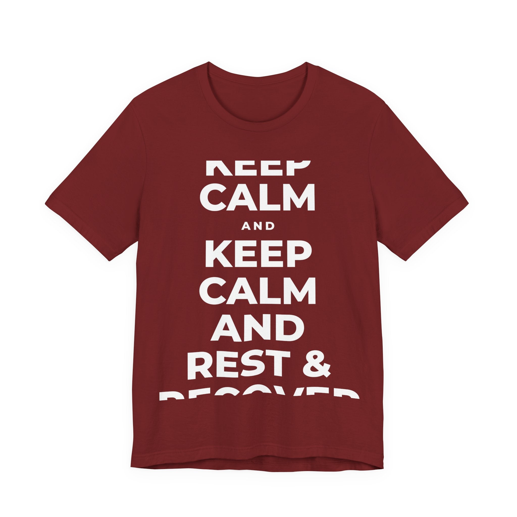 KEEP CALM AND REST & RECOVER T-Shirt (Baby Blue–Silver)