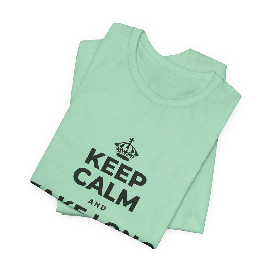 KEEP CALM AND TAKE LONG WALKS ON THE BEACH T-Shirt (Baby Blue–Silver)