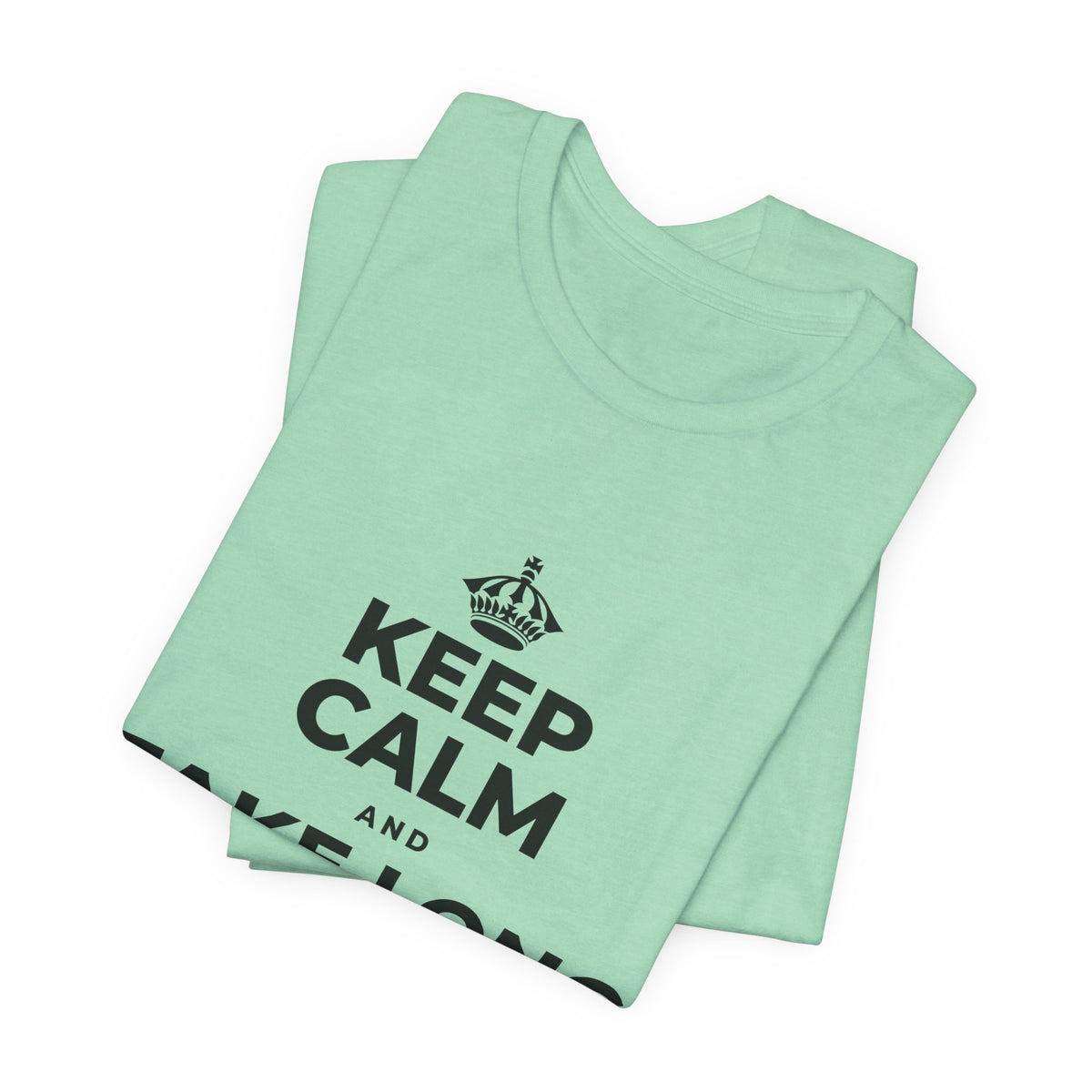 KEEP CALM AND TAKE LONG WALKS ON THE BEACH T-Shirt (Baby Blue–Silver)
