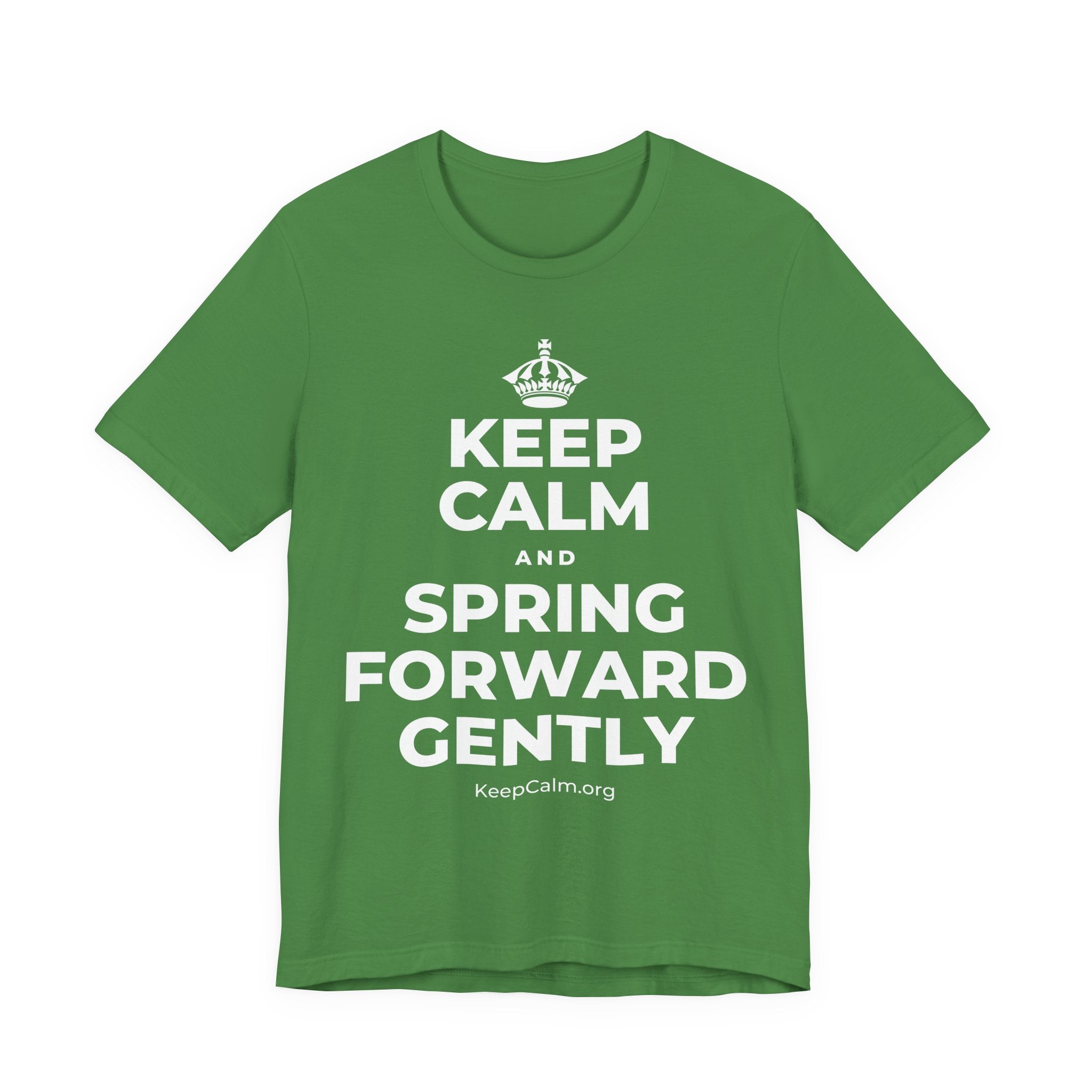 KEEP CALM AND SPRING FORWARD GENTLY T-Shirt (Baby Blue–Silver)