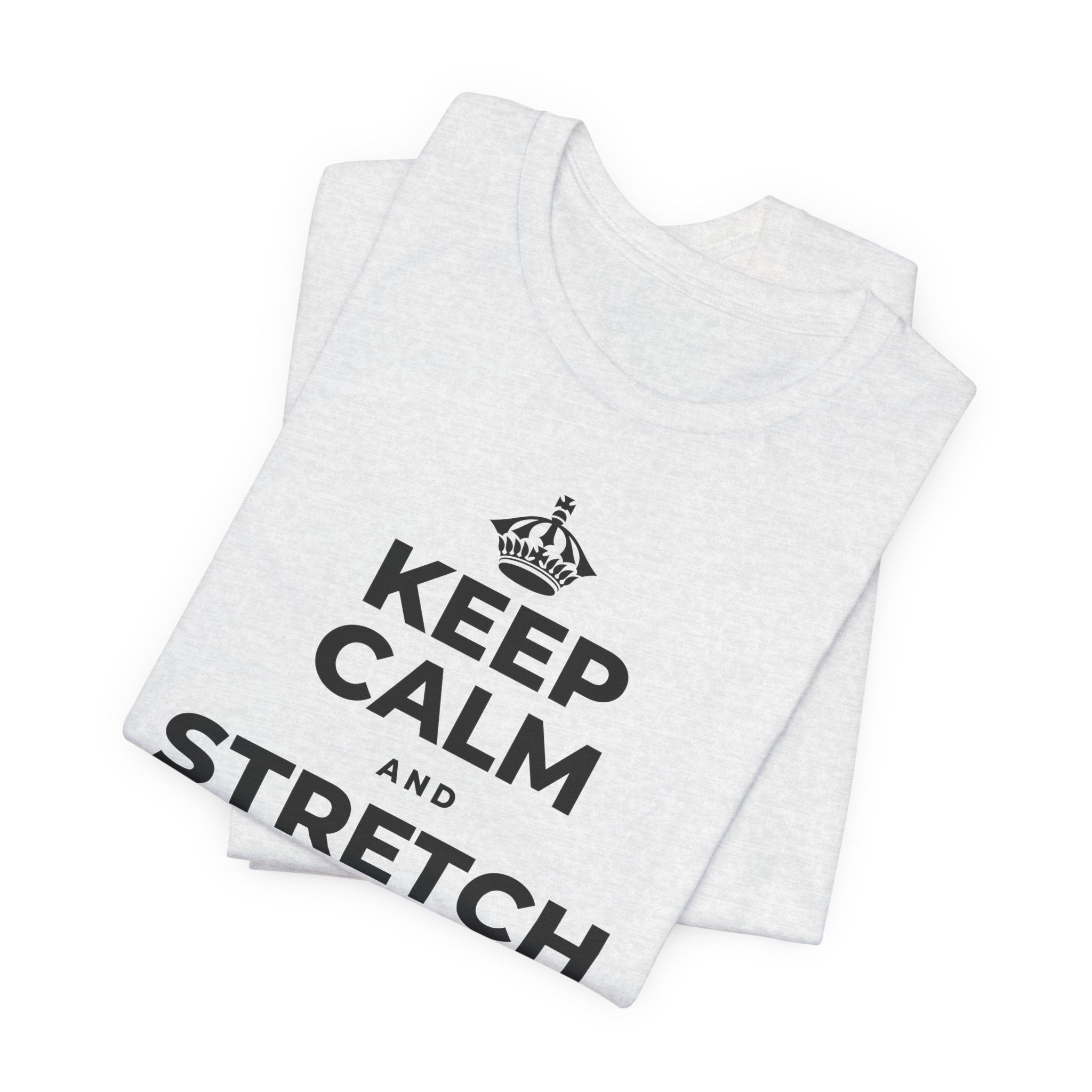 KEEP CALM AND STRETCH AND YAWN IT OUT T-Shirt (Soft Cream–Heather Mauve)
