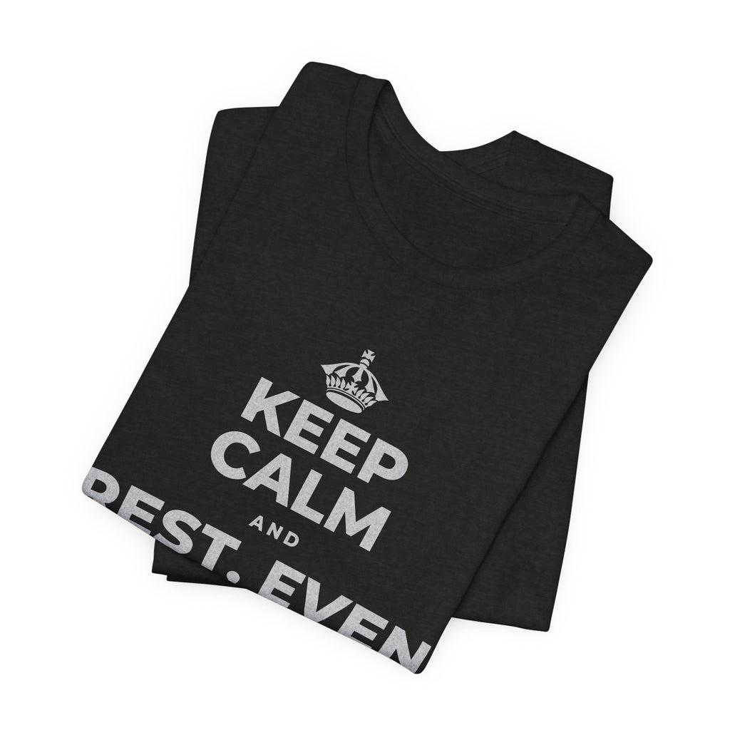 KEEP CALM AND REST, EVEN WIDE AWAKE T-Shirt (Soft Cream–Heather Mauve)