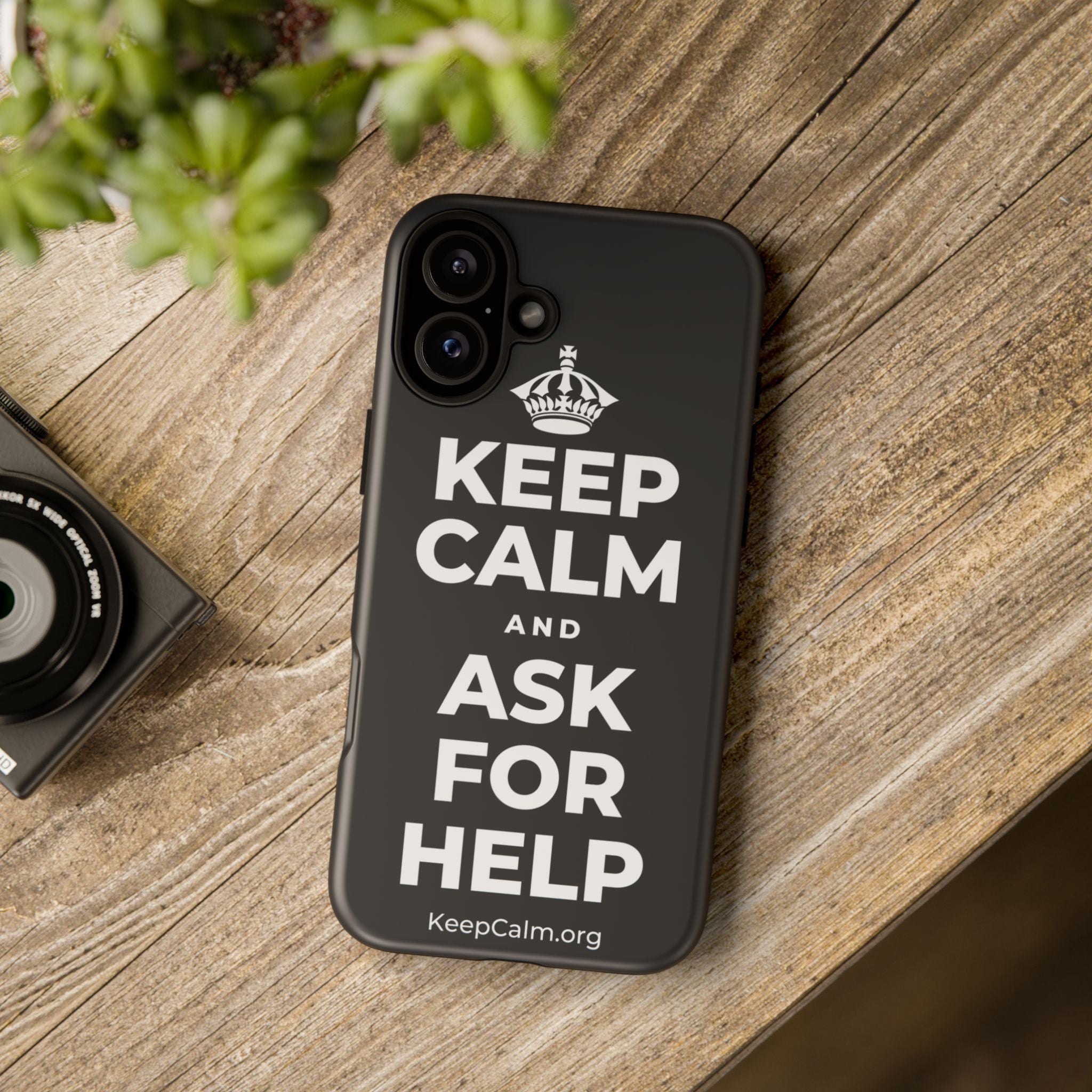 KEEP CALM AND ASK FOR HELP Phone Case (Dark)