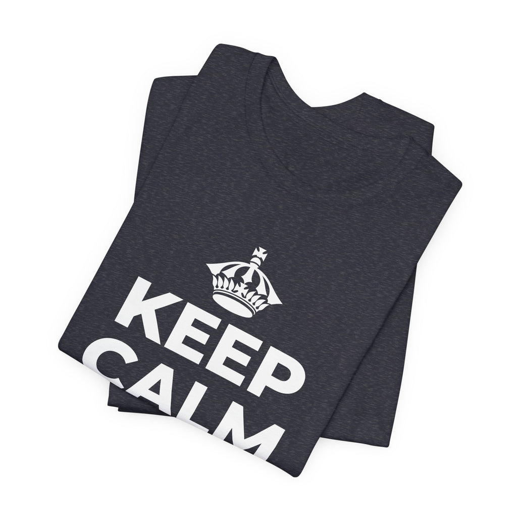 KEEP CALM AND BEE HAPPY T-Shirt (White–Asphalt)