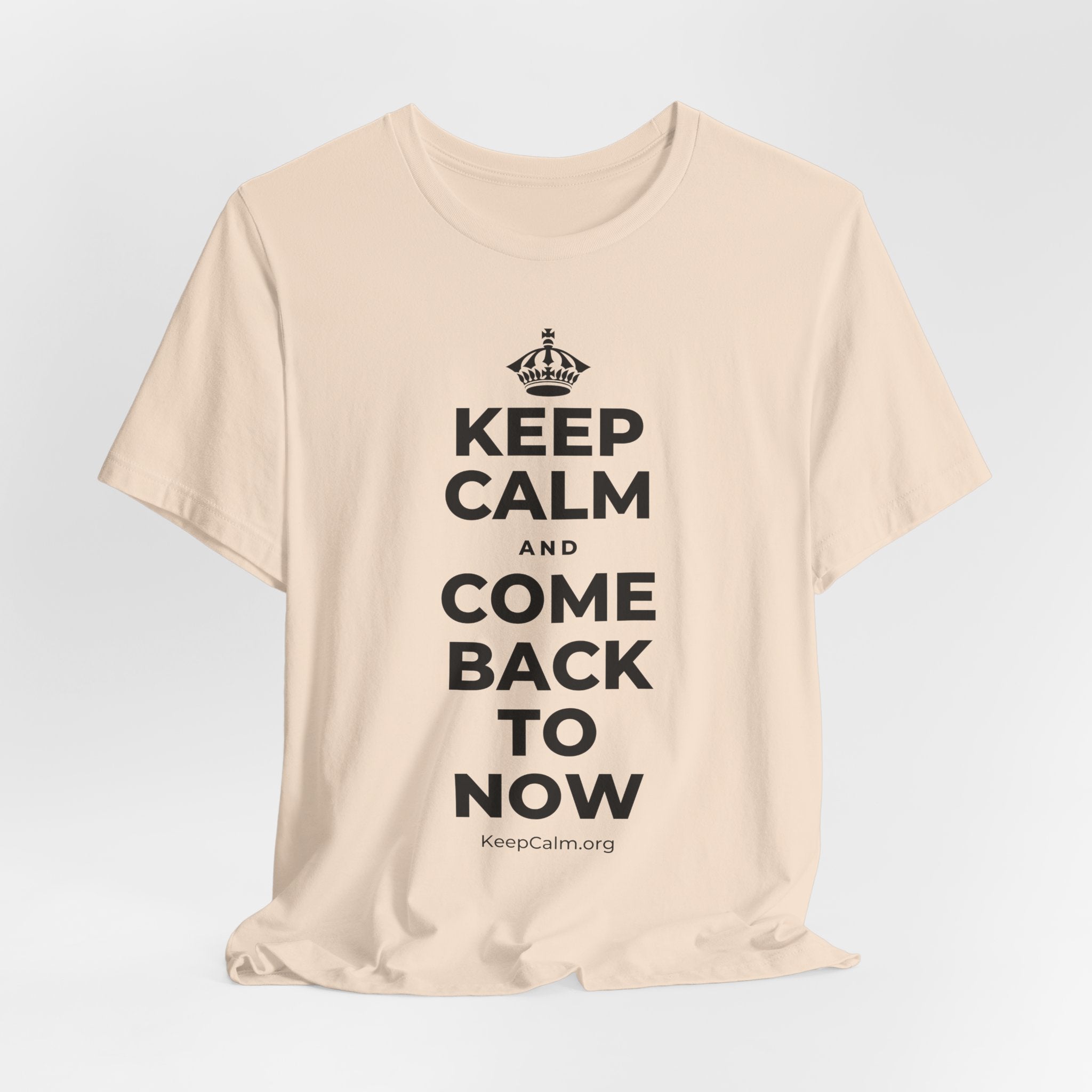 KEEP CALM AND COME BACK TO NOW T-Shirt (Soft Cream–Heather Mauve)