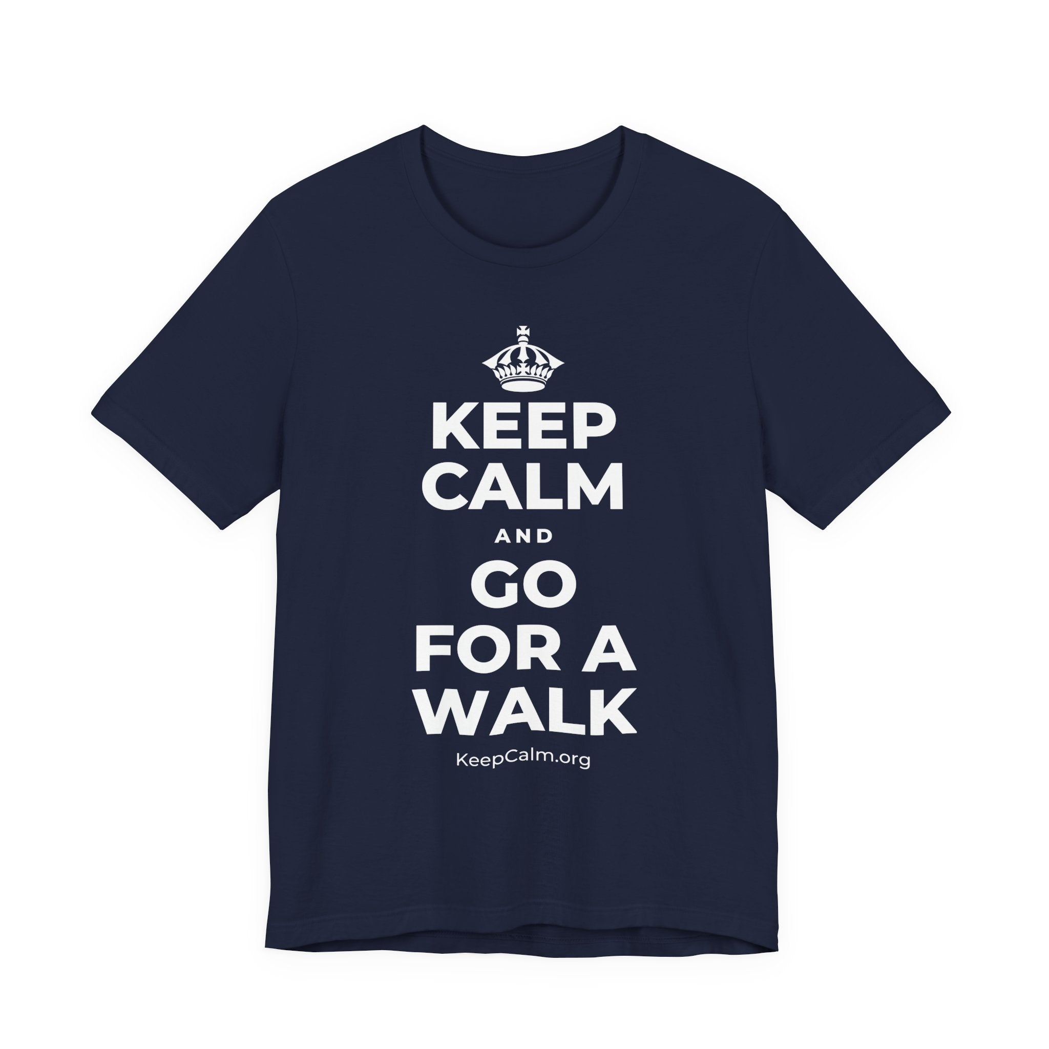 KEEP CALM AND GO FOR A WALK T-Shirt (White–Asphalt)