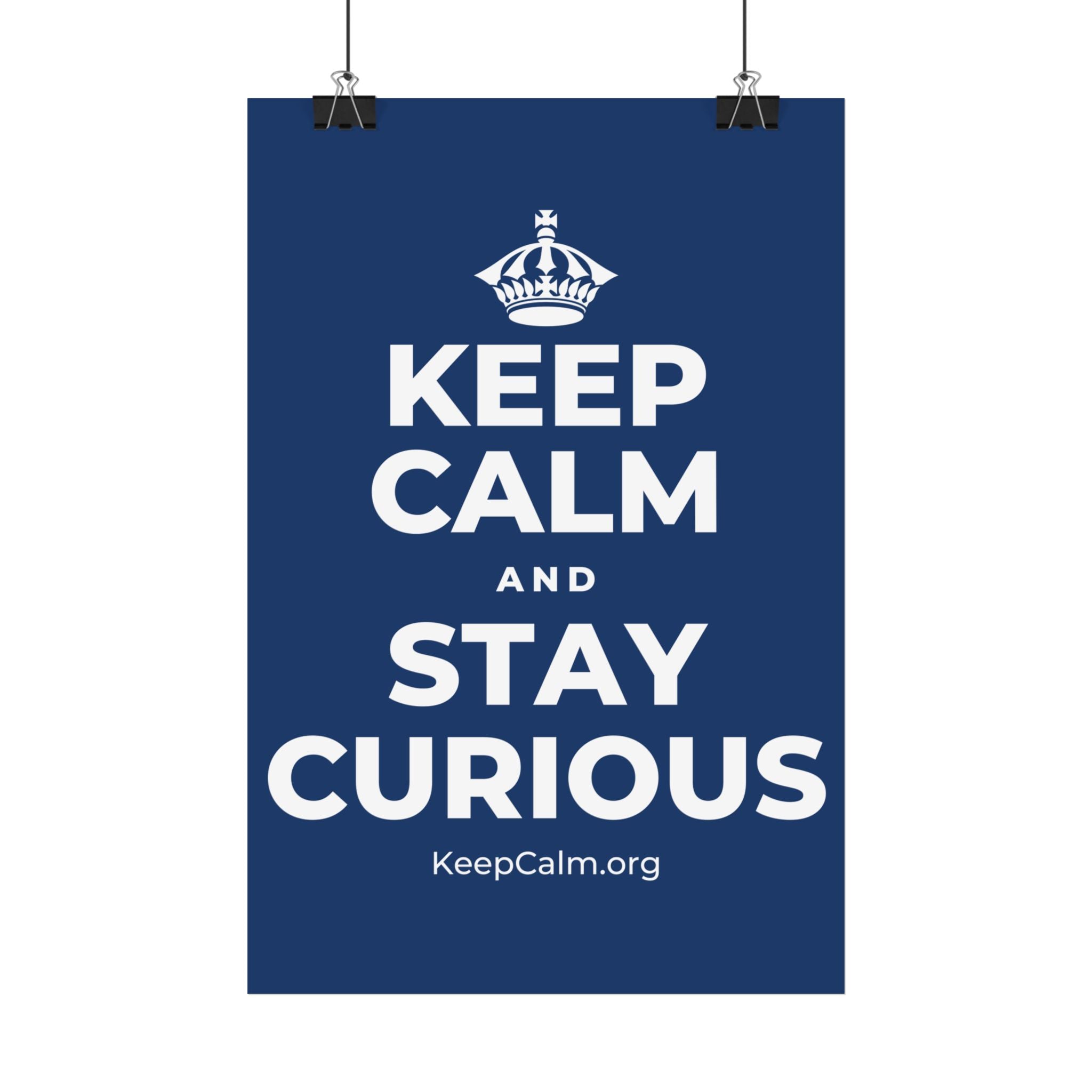 KEEP CALM AND STAY CURIOUS Satin Poster