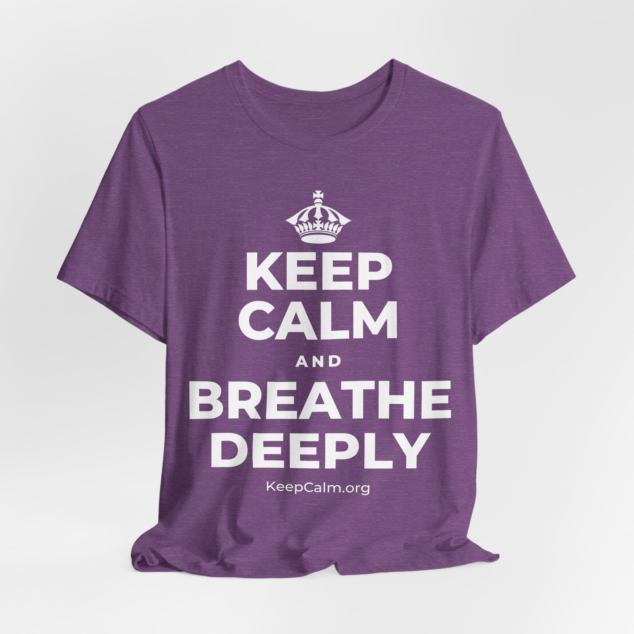 KEEP CALM AND BREATHE DEEPLY T-Shirt (Baby Blue–Silver)